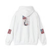 Unisex Heavy Blend™ Hooded Sweatshirt - Stylish Comfort with 'Never Waver Trump Fist Pump W Jesus  Protection' Design - Never Waver
