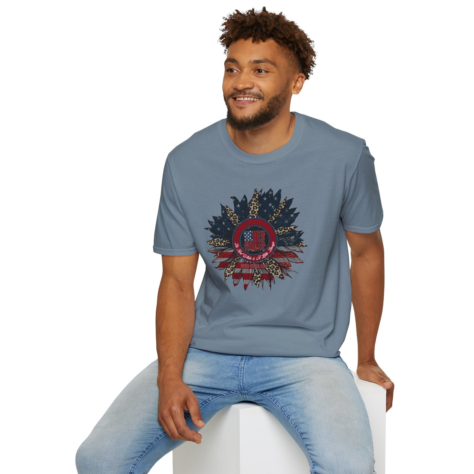 Never Waver Be Red White & a Little Bougie Unisex Softstyle T-Shirt - Never Waver