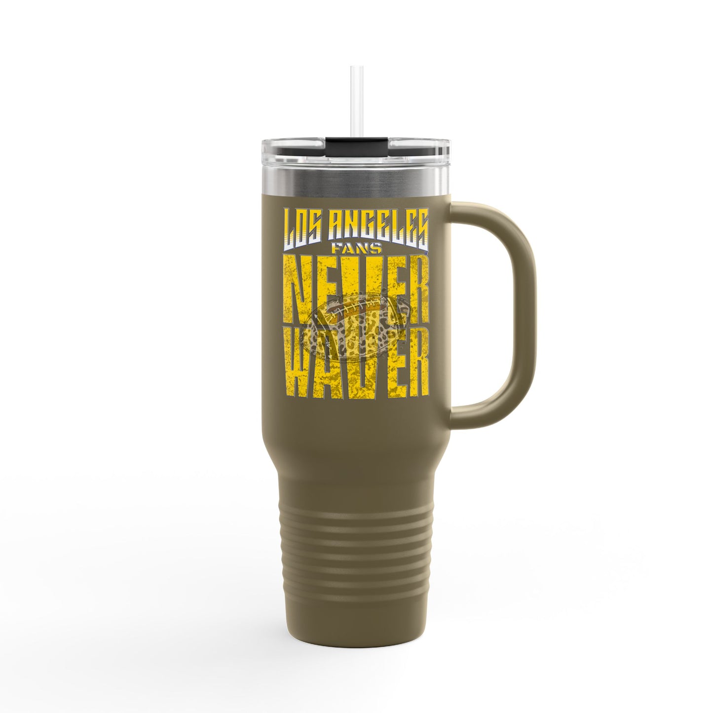 Los Angeles Fans Never Waver W-Leopard Football Insulated Travel Mug, 40oz
