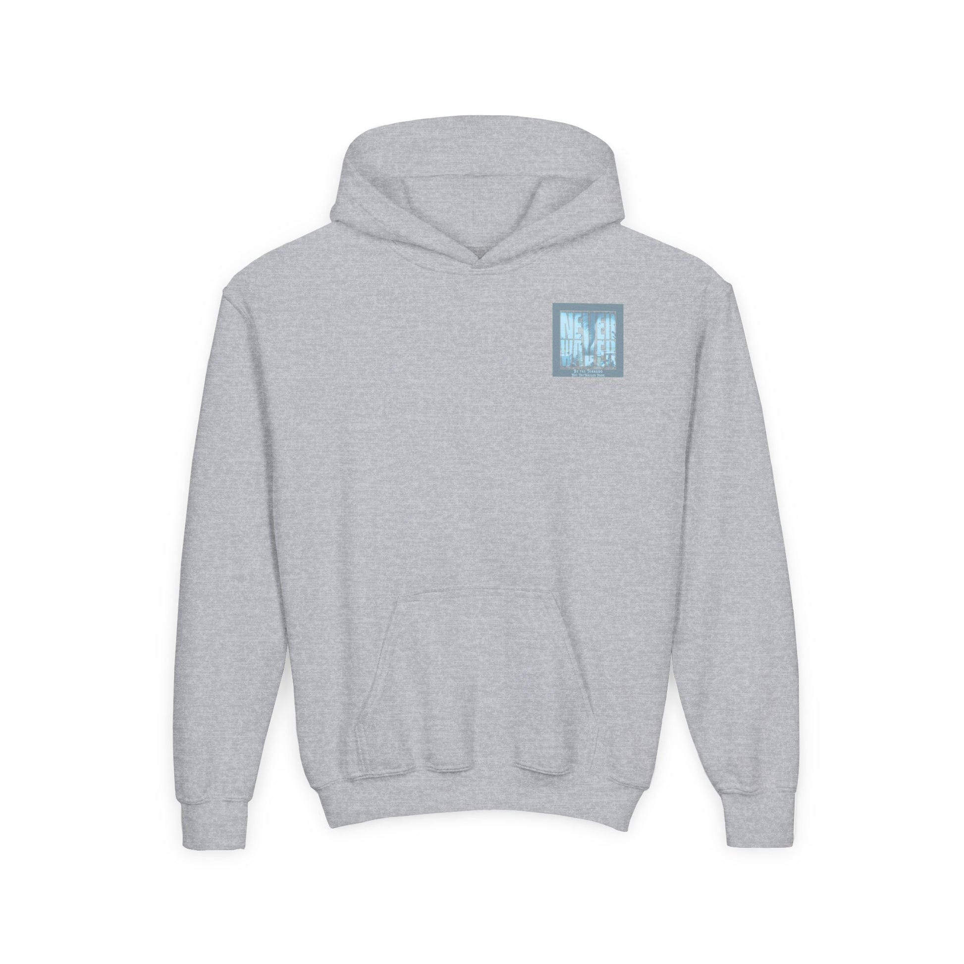 Youth Tornado-Themed Hooded Sweatshirt - "Never Walker" Design - Never Waver