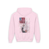 Never Waver Trump Fist Pump W Jesus Protection Vintage-Inspired Youth Hoodie with American Flag Design - Never Waver