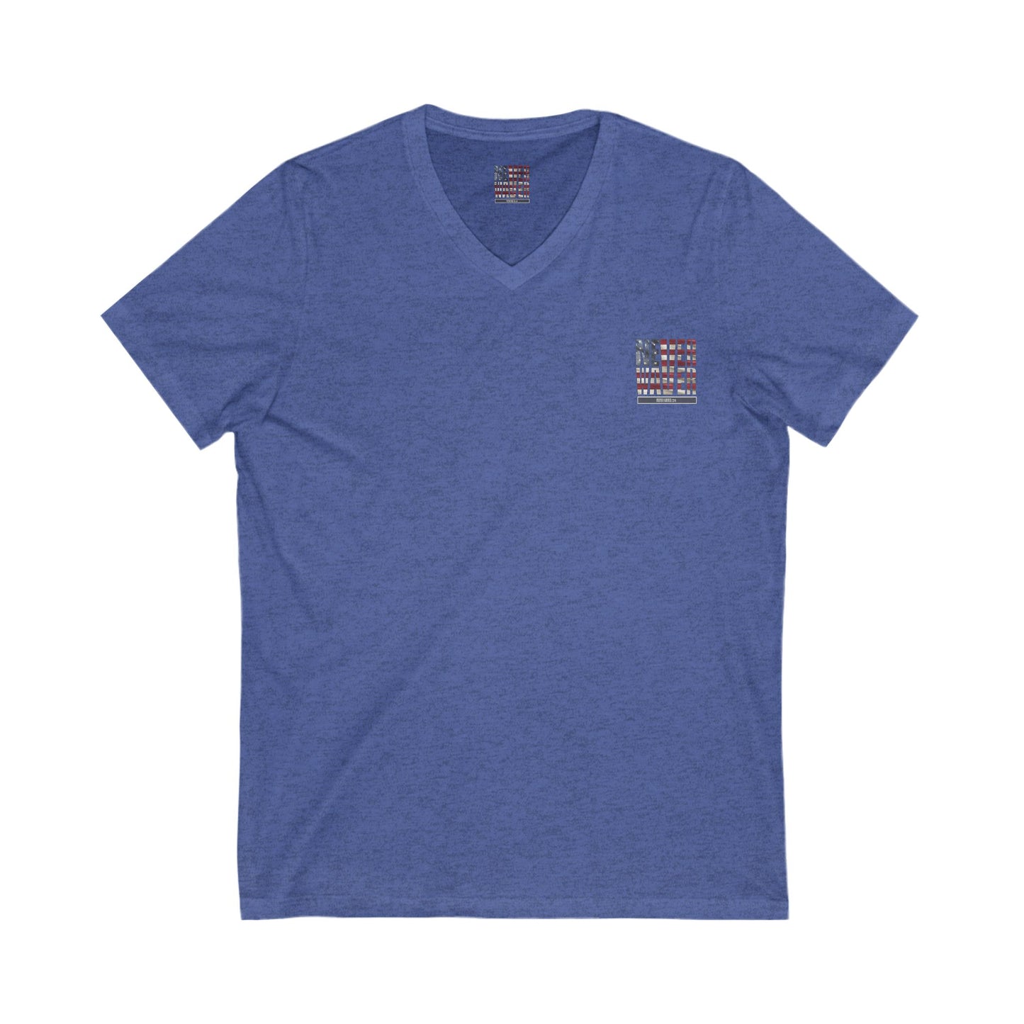 Unisex V-Neck Tee - 'America Never Wavers' Patriotic Shirt - Never Waver