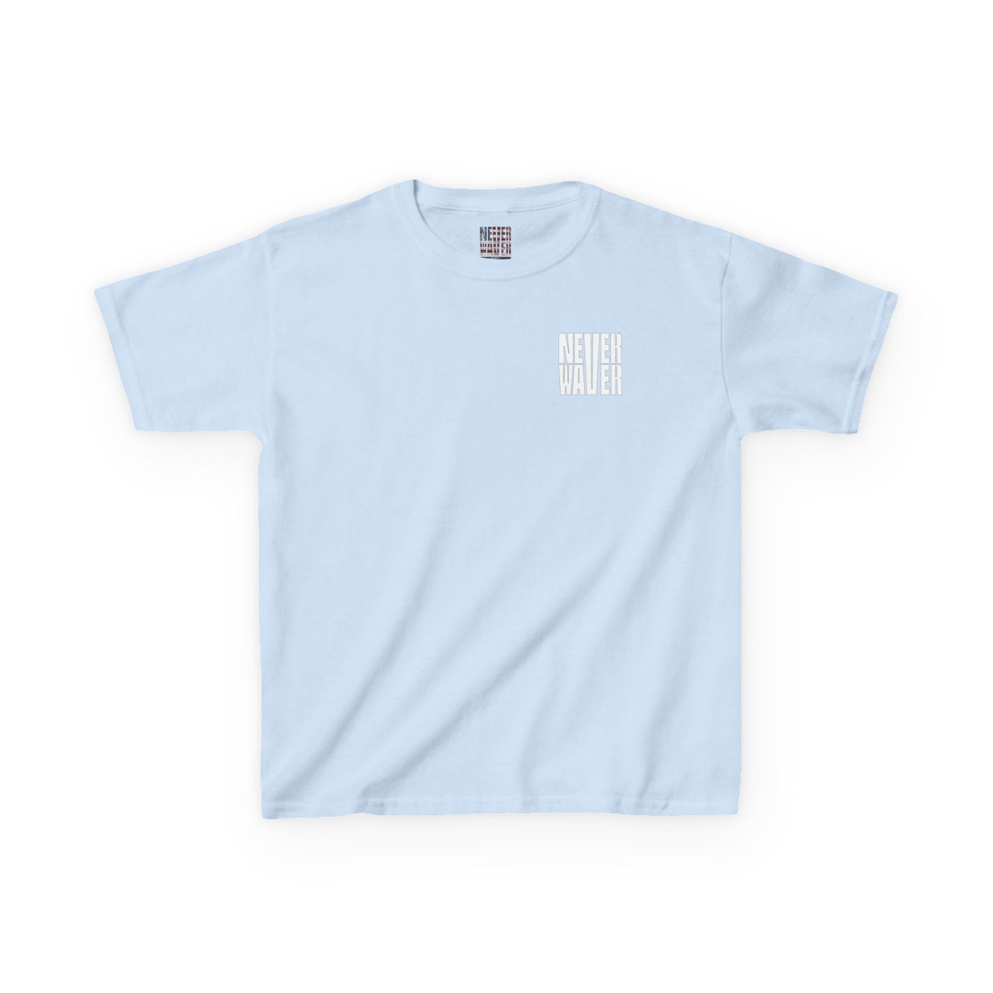 Kids Golf Tee -Never Waver” Jesus a bold, eye-catching design that reflects a steadfast faith and confidence in Christ. - Never Waver