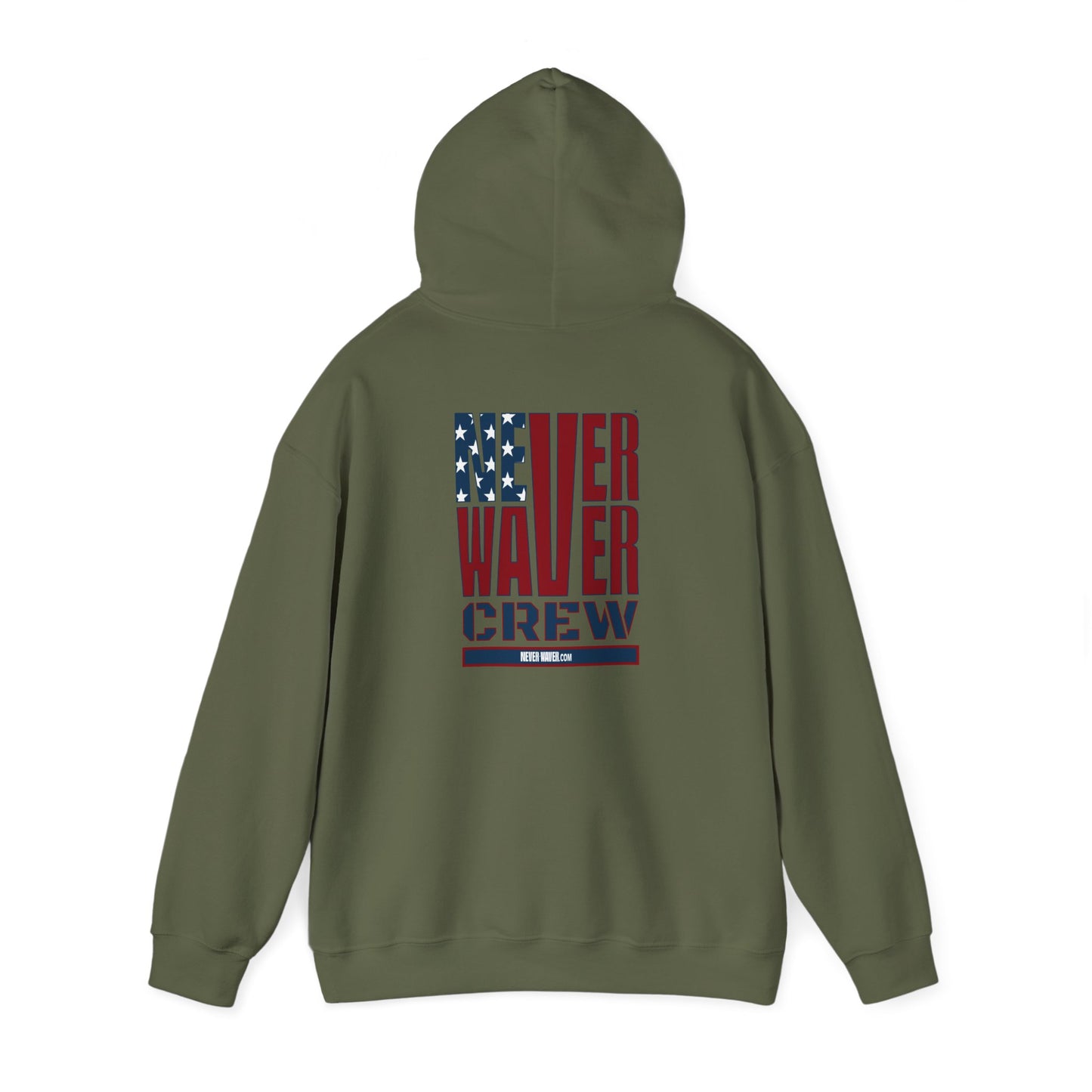 Unisex Heavy Blend™ Hooded Sweatshirt - Never Waver Crew with  American Flag Design - Never Waver