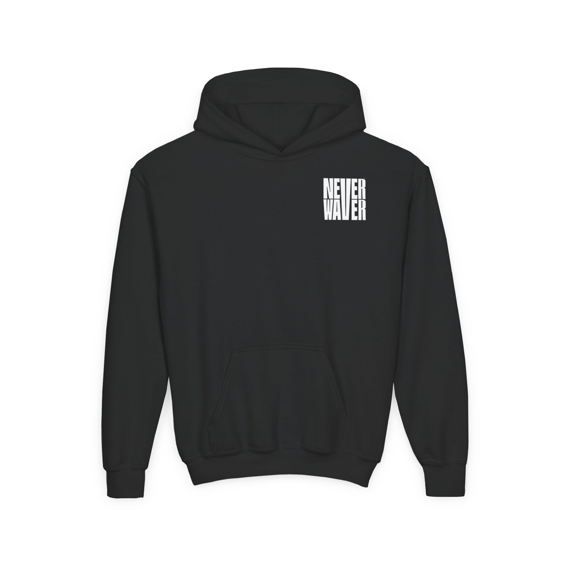 Youth Jesus Hoodie - "Never Waver” Jesus bold, eye-catching design that reflects a steadfast faith and confidence in Christ. " Sweatshirt for Young Jesus Lovers - Never Waver