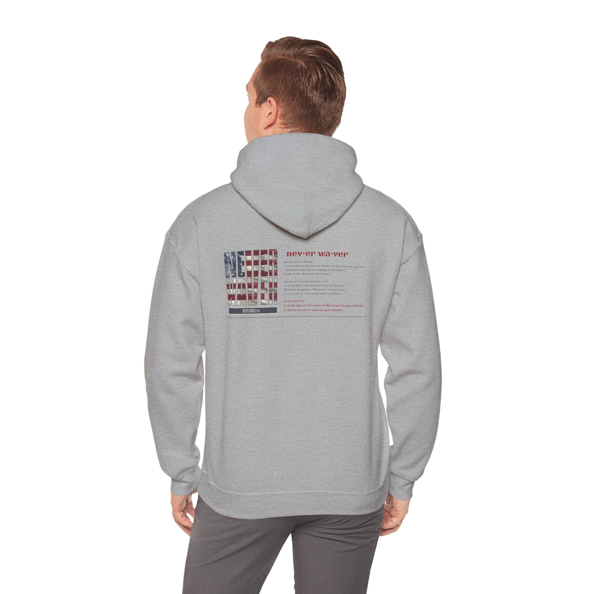 Inspirational Unisex Hoodie - 'Never Waver Definition ' Motivational Sweatshirt - Never Waver