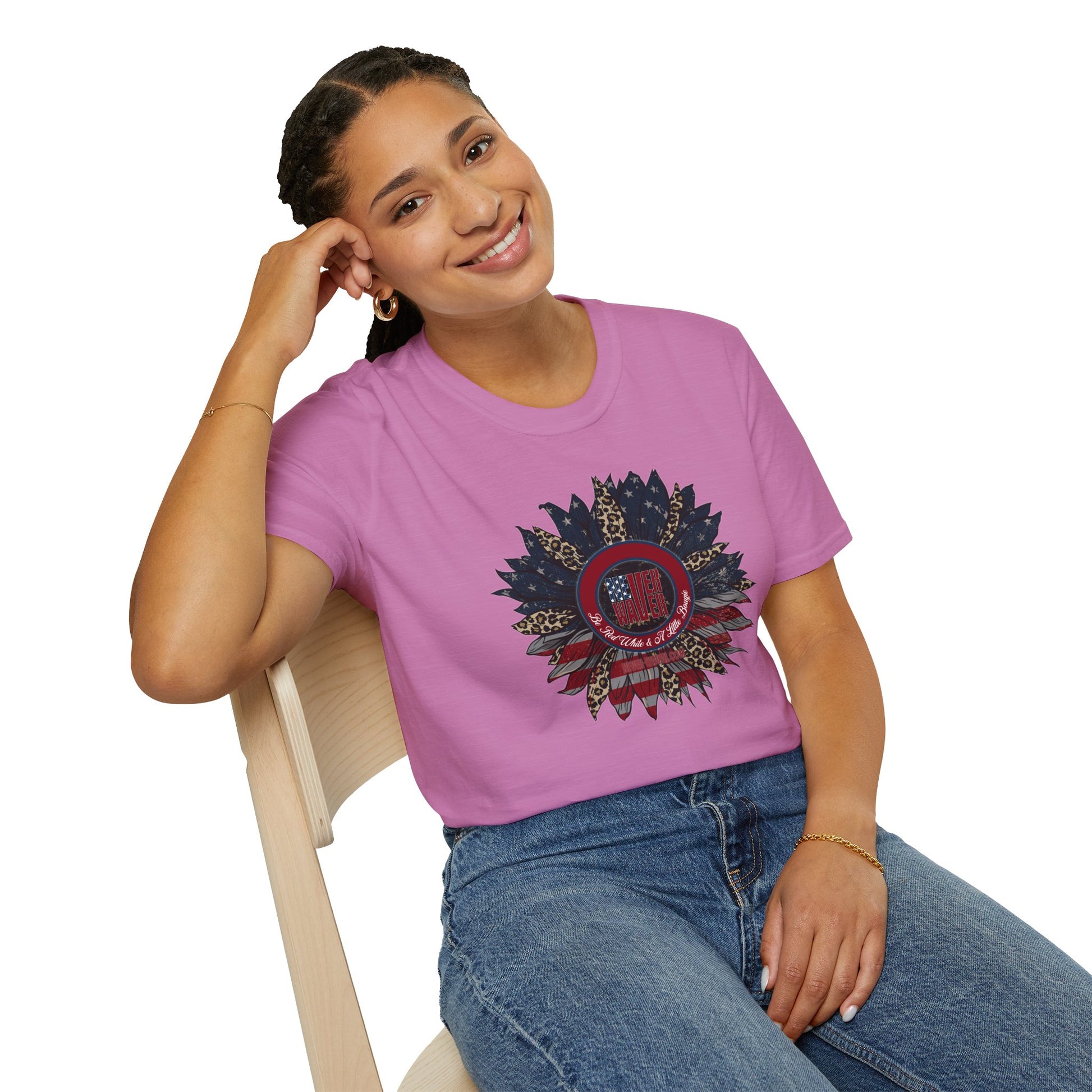 Never Waver Be Red White & a Little Bougie Unisex Softstyle T-Shirt - Never Waver