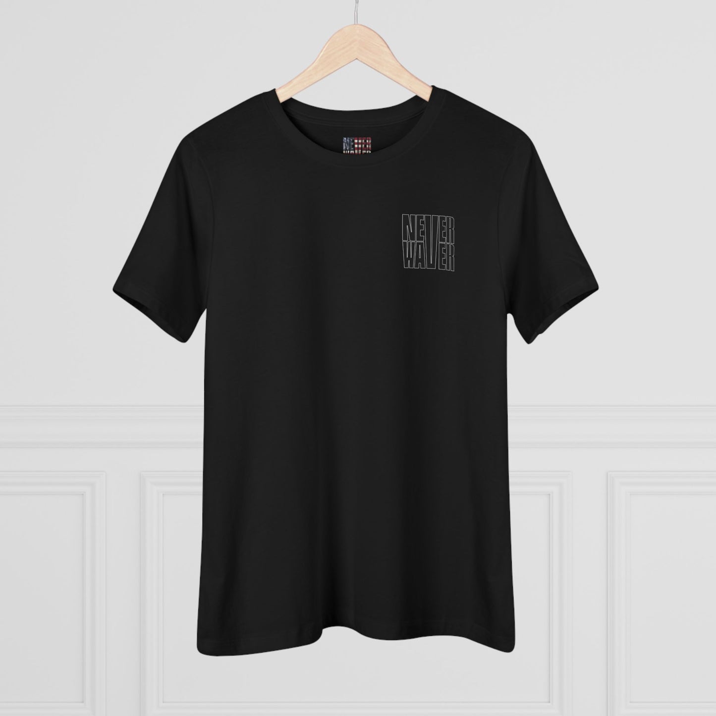 Never Waver” Jesus t-shirt might feature a bold, eye-catching design that reflects a steadfast faith and confidence in Christ.  Women's Cotton Tee - Never Waver