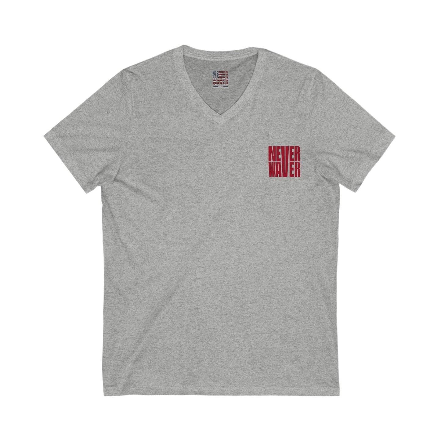 Never Waver Just A Mom Trying Not to Raise A&&holes V-Neck Tee for Moms - Patriotic Short Sleeve Shirt - Never Waver