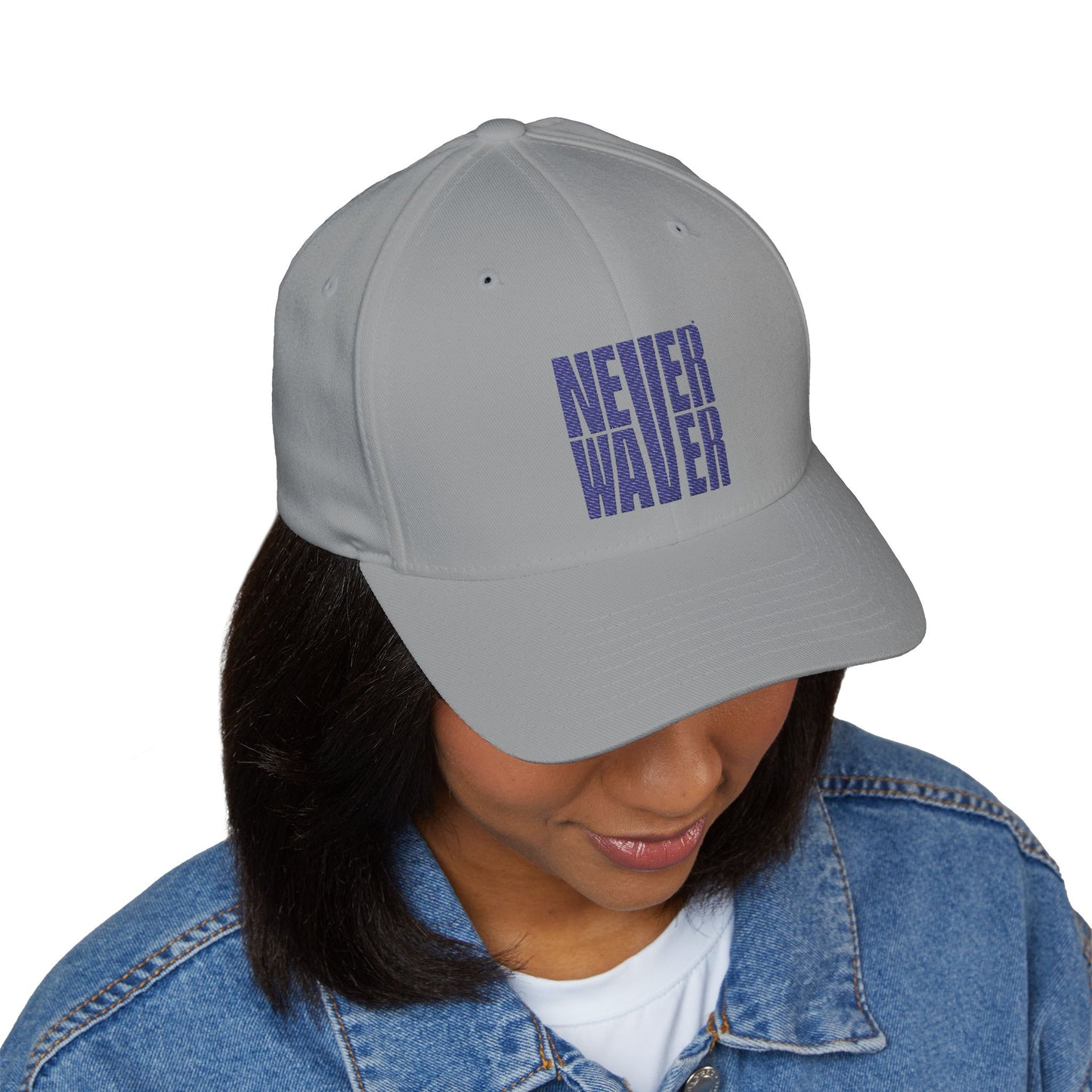 Never Waver Embroidered Cap - Motivational Closed-Back Hat