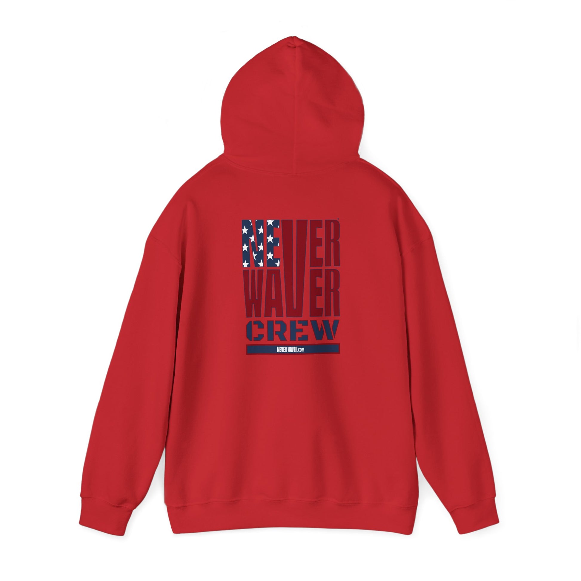 Unisex Heavy Blend™ Hooded Sweatshirt - Never Waver Crew with  American Flag Design - Never Waver