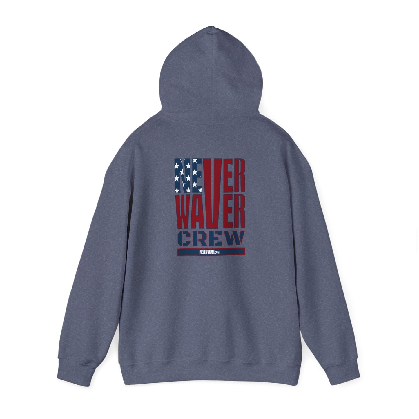 Unisex Heavy Blend™ Hooded Sweatshirt - Never Waver Crew with  American Flag Design - Never Waver