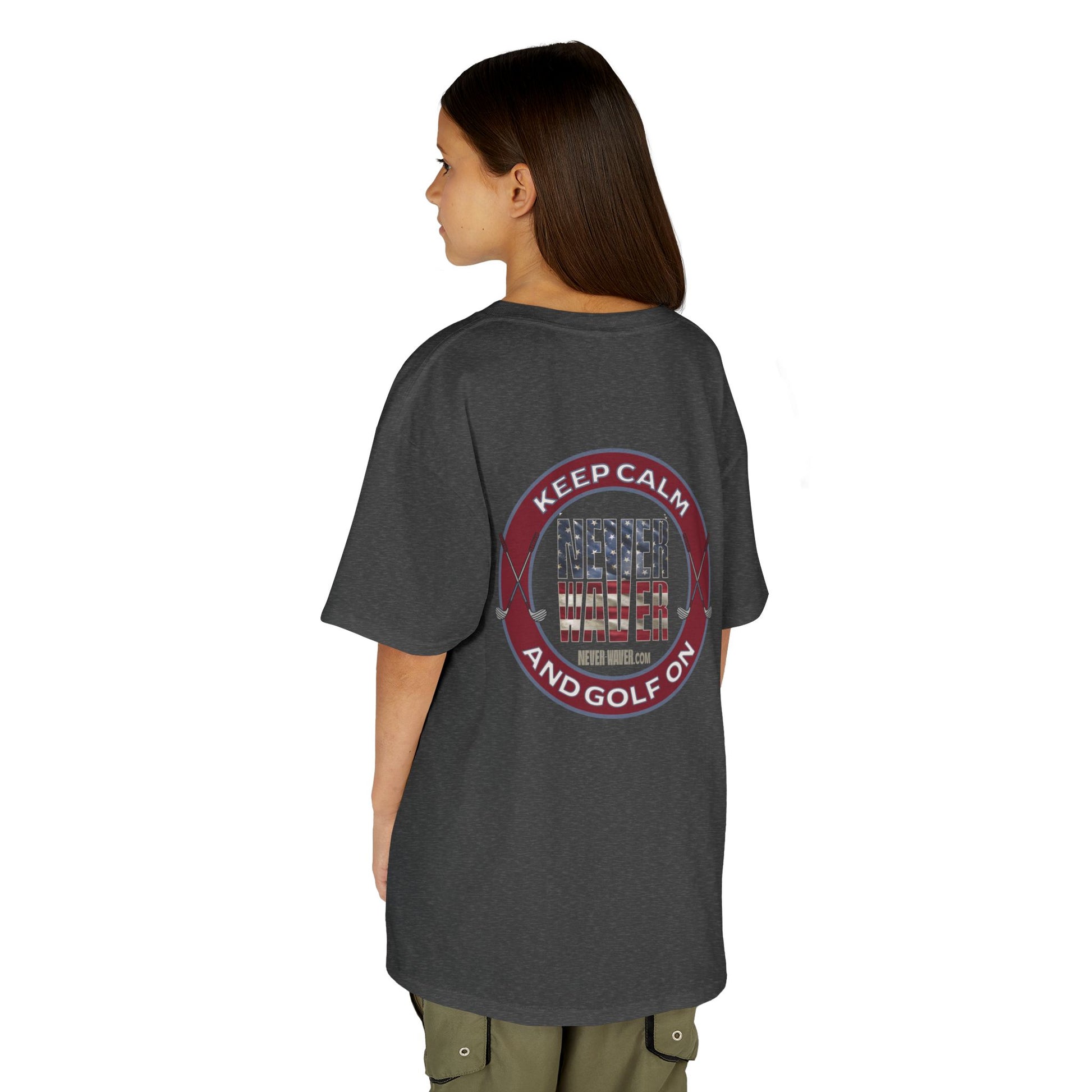 Kids Golf Tee - Keep Calm Never Waver and Golf On - Never Waver