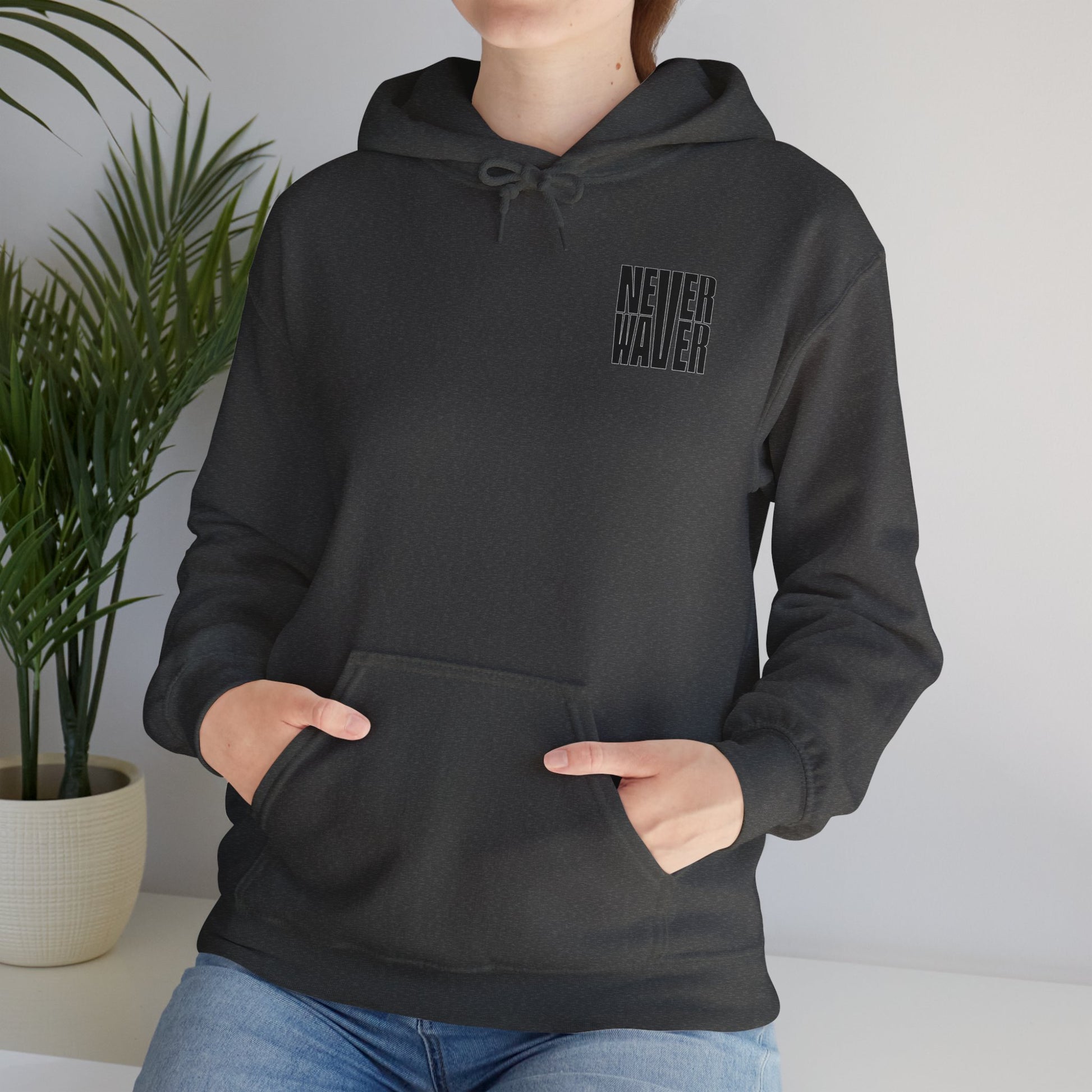 Never Waver” Jesus t-shirt might eye-catching design that reflects a steadfast faith and confidence in Christ.  Hoodie - Unisex Heavy Blend™ Sweatshirt - Never Waver