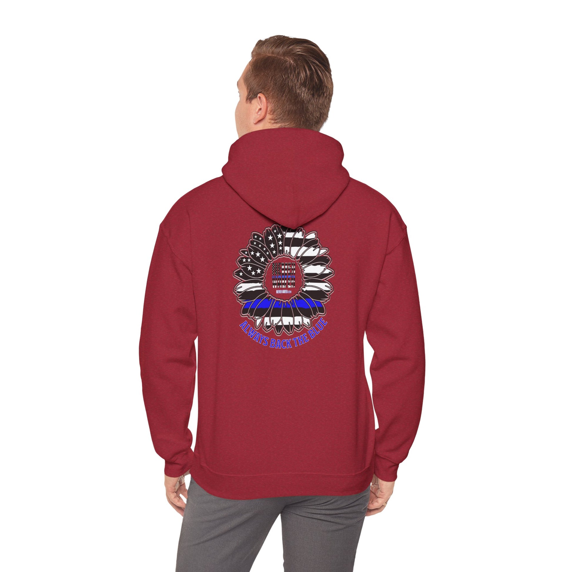 Never Waver Always Back the Blue Hooded Sweatshirt - Unisex Heavy Blend™ - Never Waver