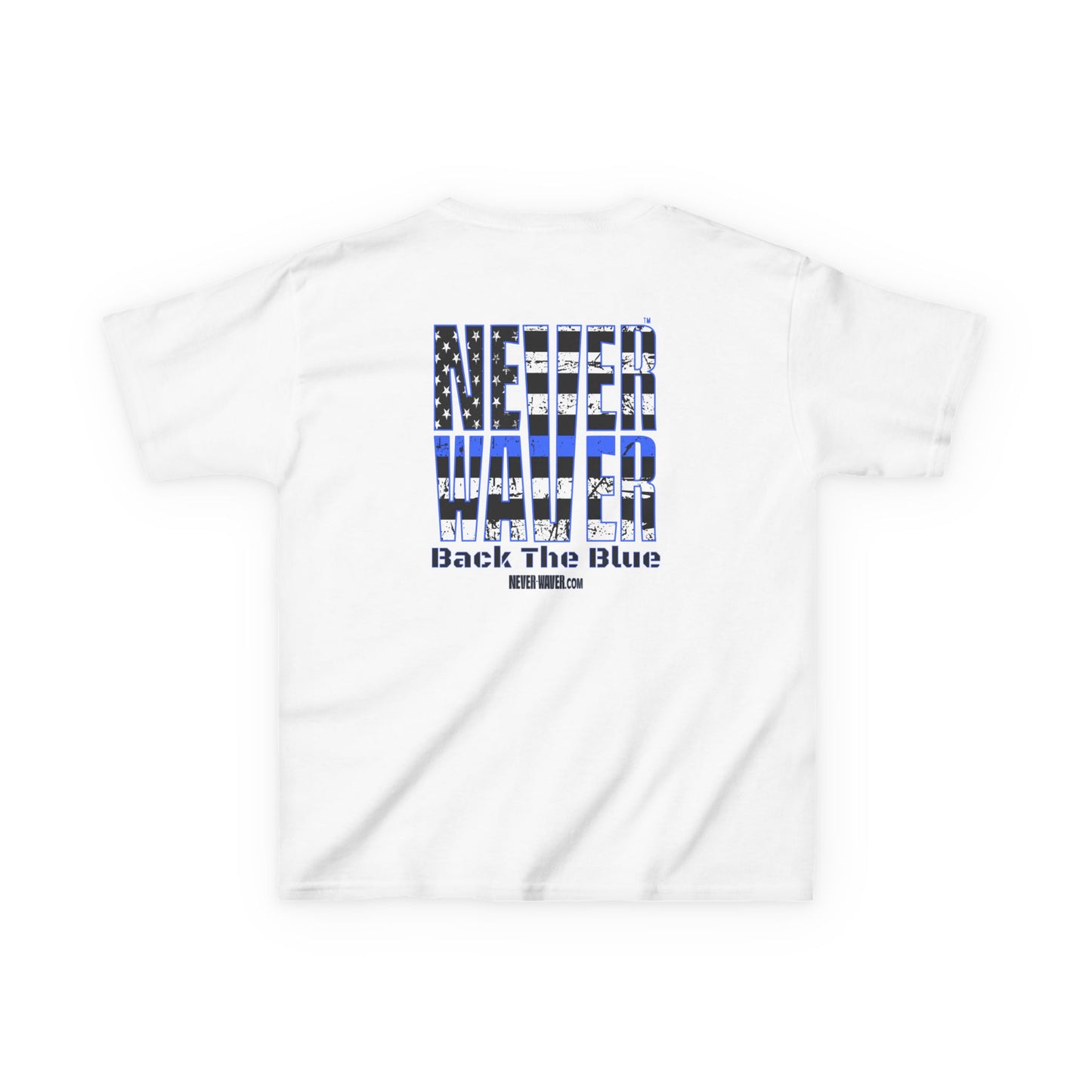 Never Waver Back The Blue  Kids Heavy Cotton™ Tee - Never Waver