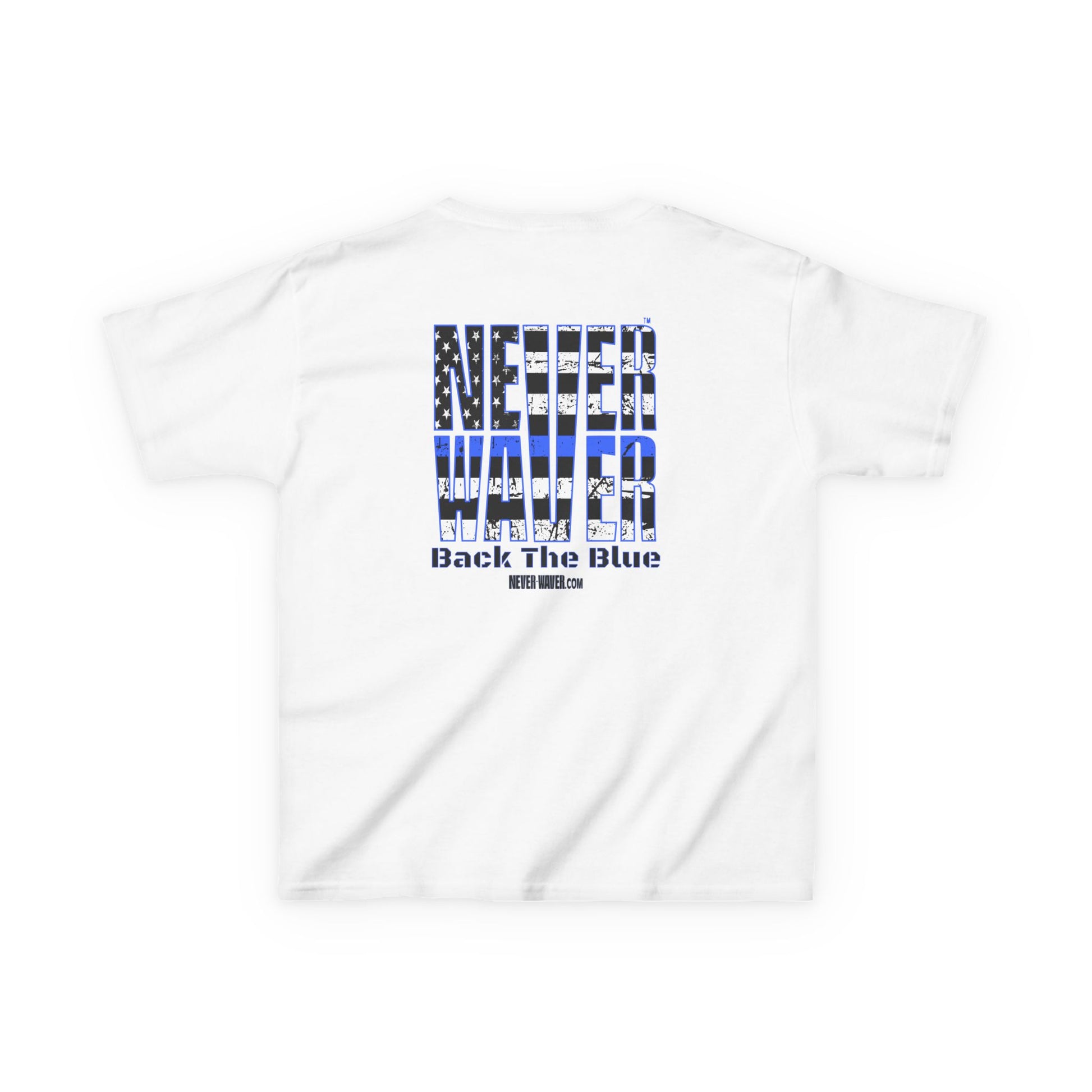 Never Waver Back The Blue  Kids Heavy Cotton™ Tee - Never Waver