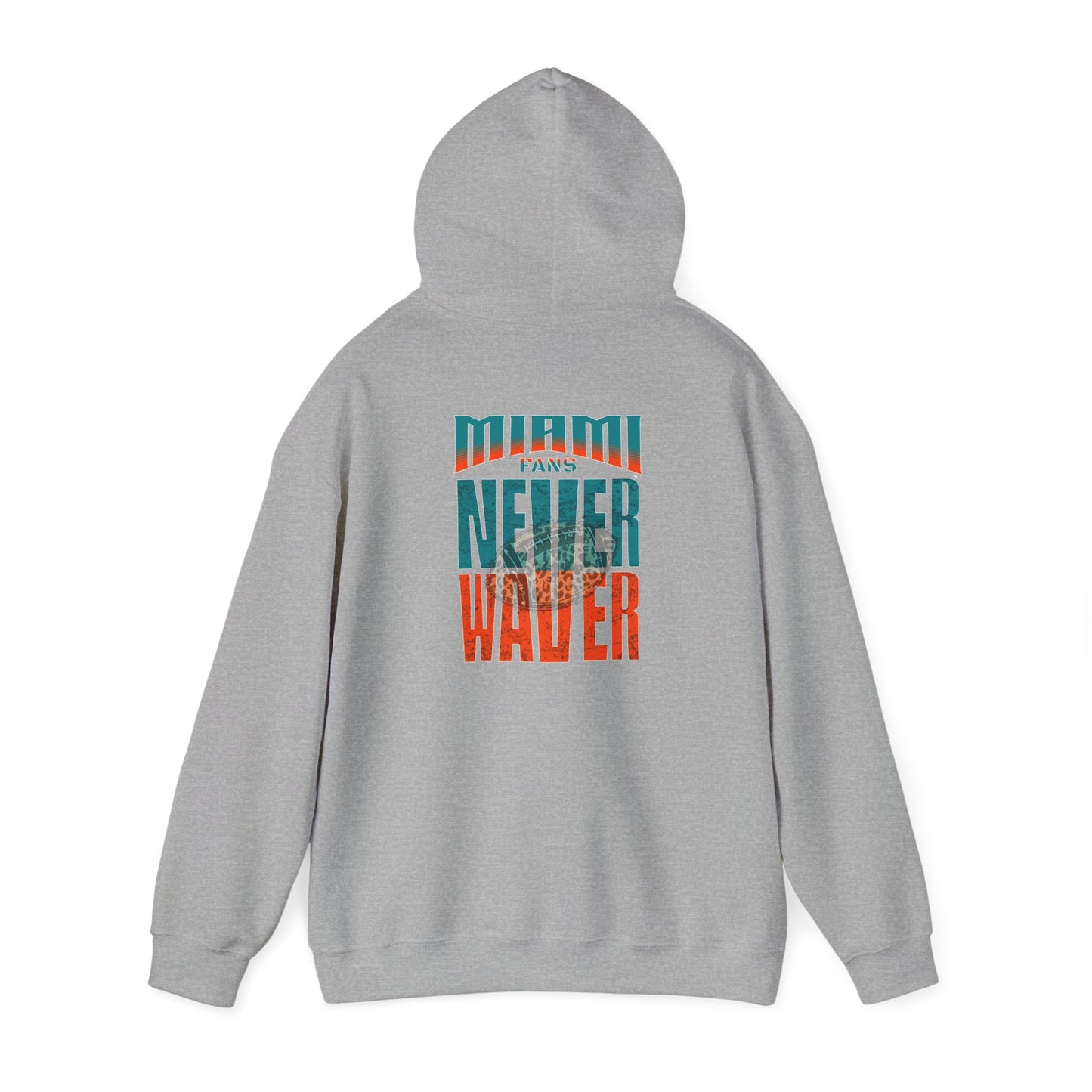 Unisex Heavy Blend™ Hooded Sweatshirt -Miami Fans  NEVER WAVER w Leopard Football | Cozy Streetwear for Every Day - Never Waver