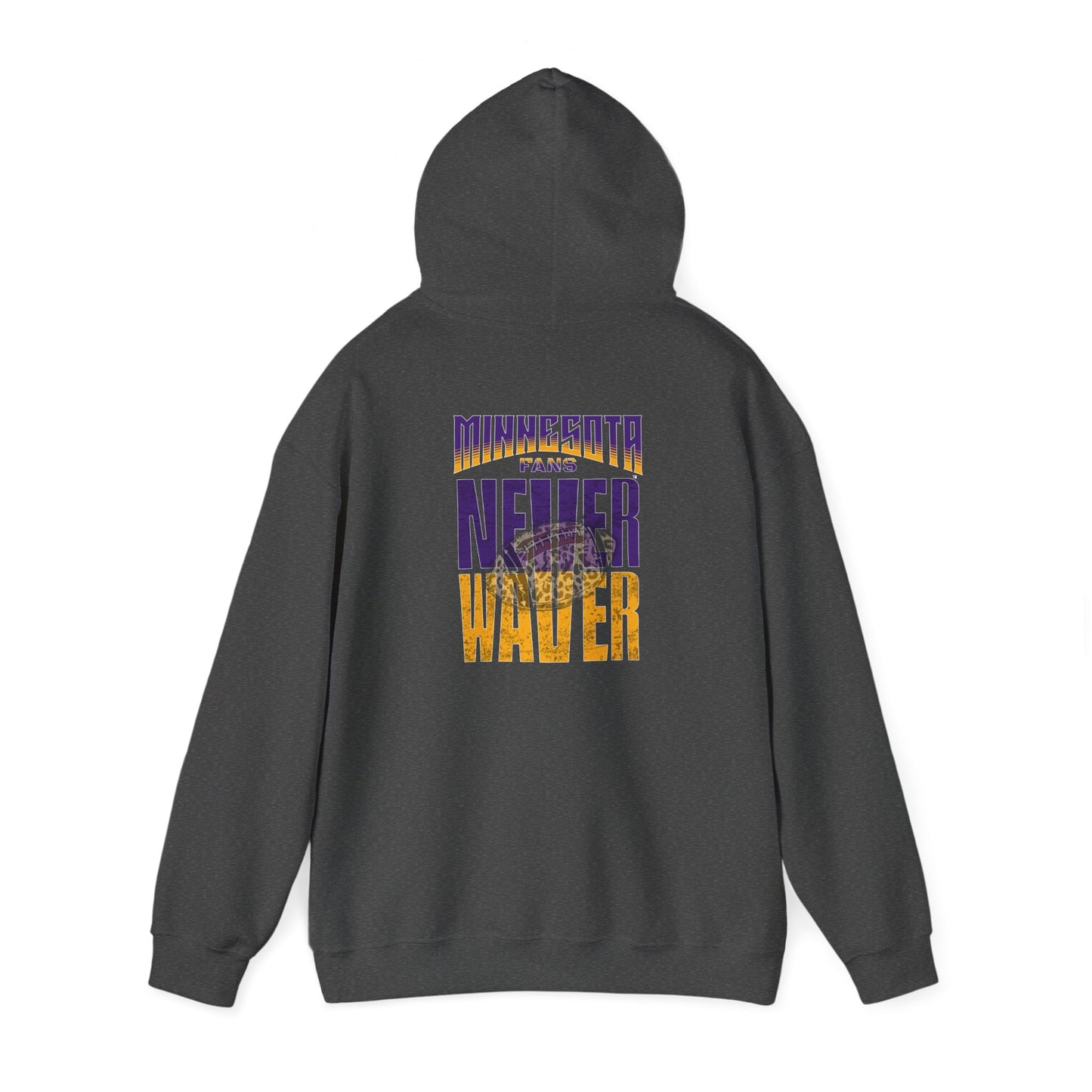 Minnesota Fans Never Waver w Leopard Football Unisex Heavy Blend™ Hooded Sweatshirt - Never Waver Design - Never Waver