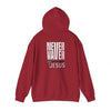 Never Waver” Jesus a bold, eye-catching design that reflects a steadfast faith and confidence in Christ. Hoodie - Unisex Heavy Blend™ Sweatshirt - Never Waver