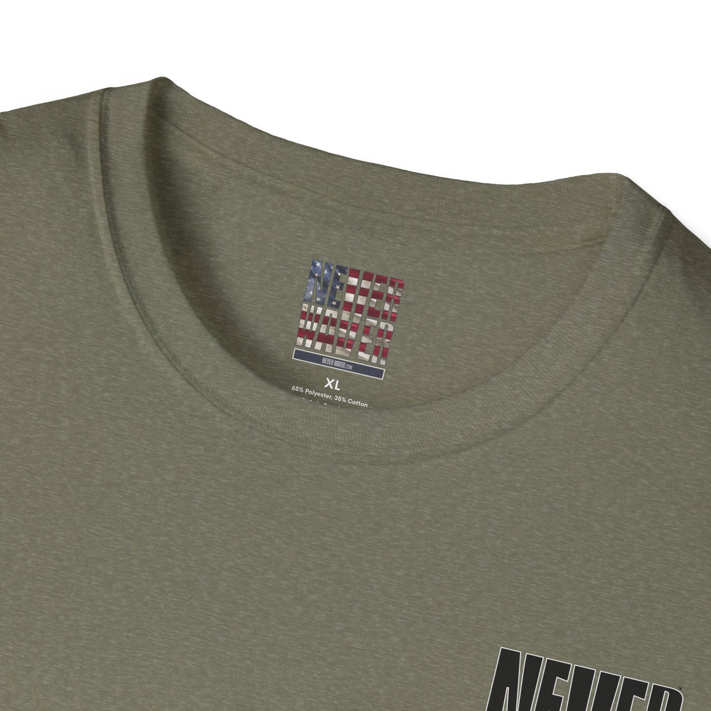 Never Waver” Jesus a bold, eye-catching design that reflects a steadfast faith and confidence in Christ. Unisex Soft style T-Shirt - Never Waver