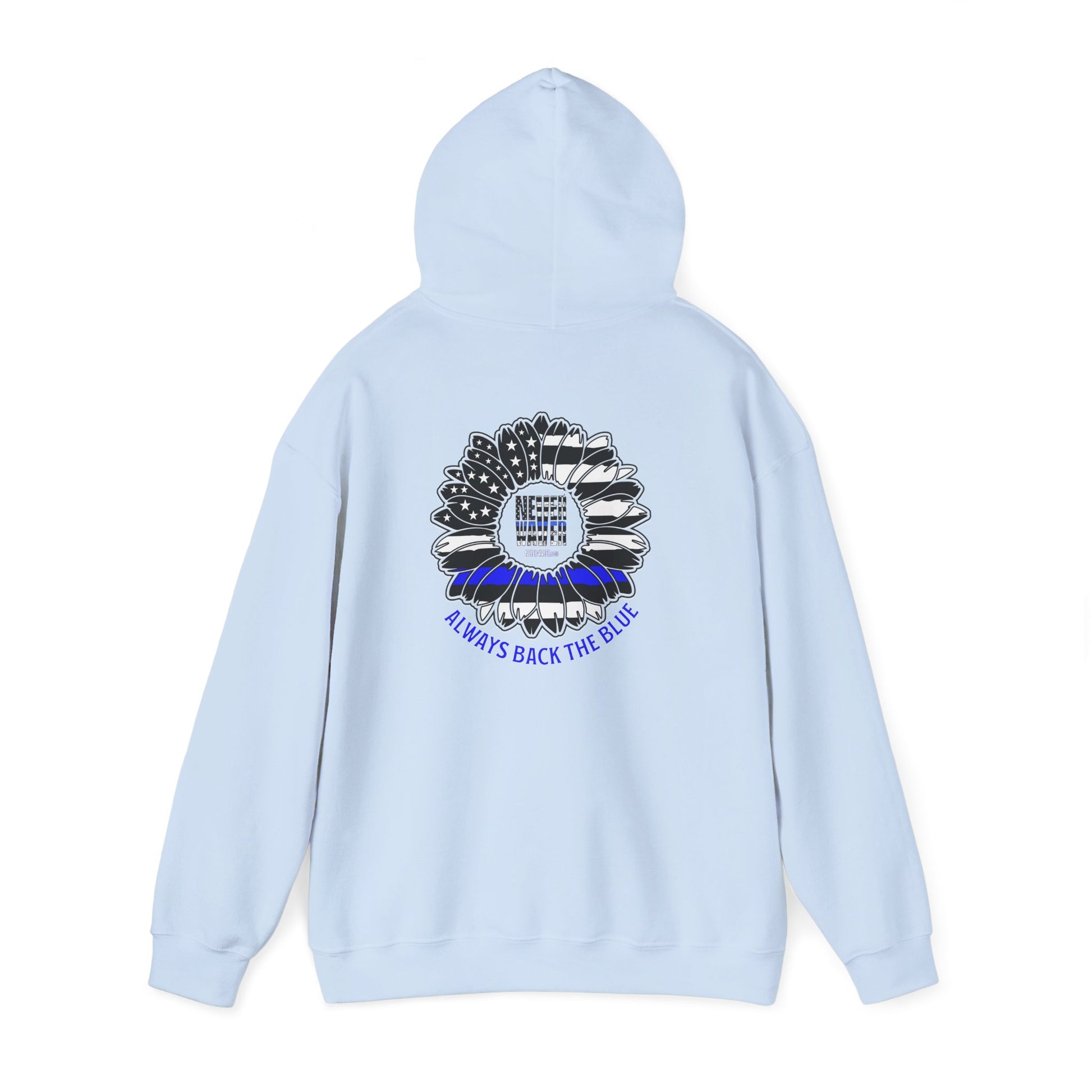 Never Waver Always Back the Blue Hooded Sweatshirt - Unisex Heavy Blend™ - Never Waver