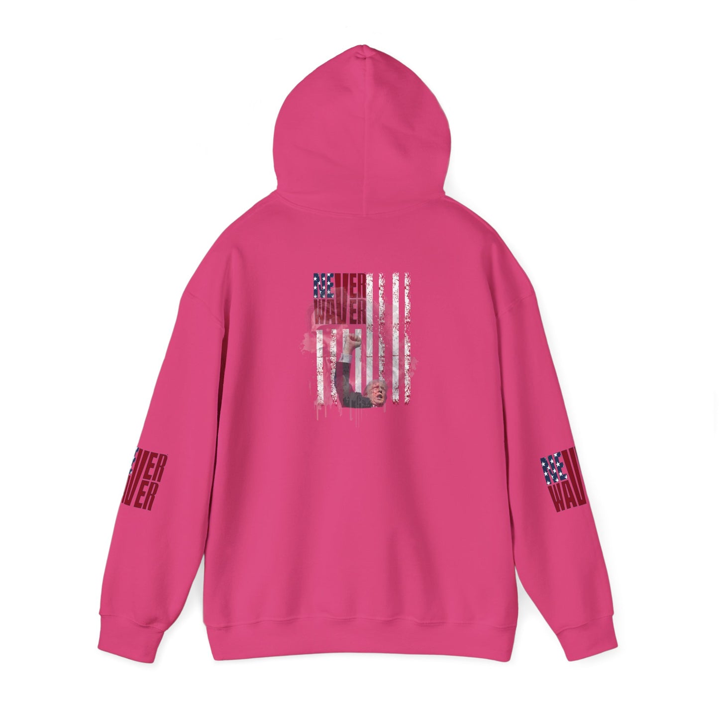 Unisex Heavy Blend™ Hooded Sweatshirt - Stylish Comfort with 'Never Waver Trump Fist Pump W Jesus  Protection' Design - Never Waver