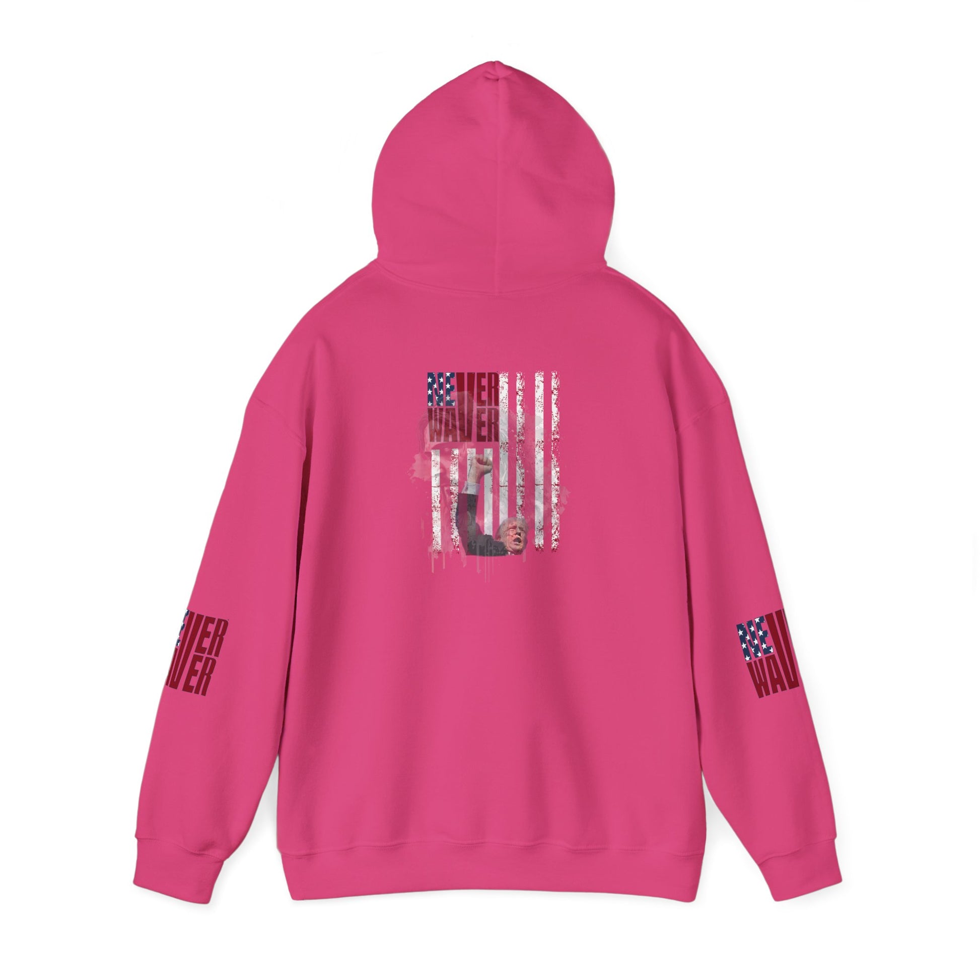 Unisex Heavy Blend™ Hooded Sweatshirt - Stylish Comfort with 'Never Waver Trump Fist Pump W Jesus  Protection' Design - Never Waver