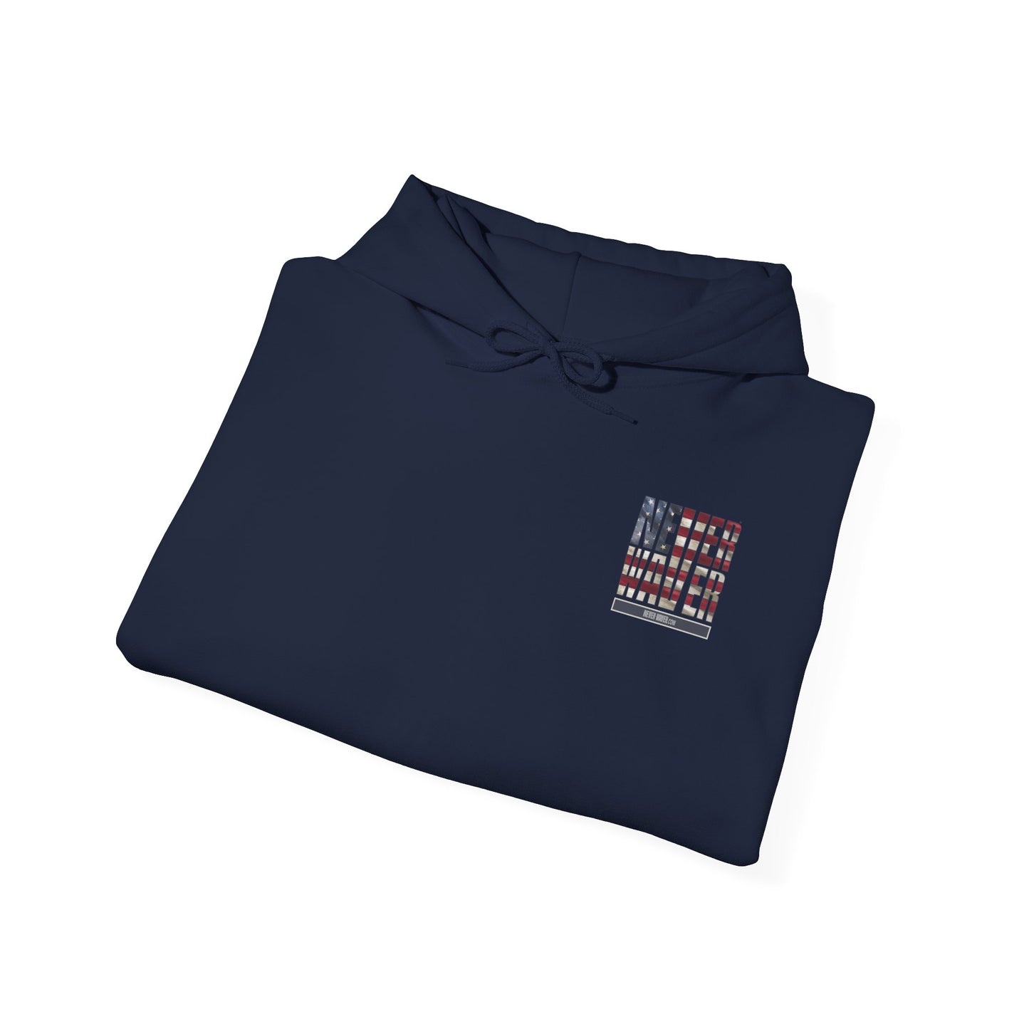 Unisex Heavy Blend™ Hooded Sweatshirt - 'Never Waver' USA Flag Design - Never Waver