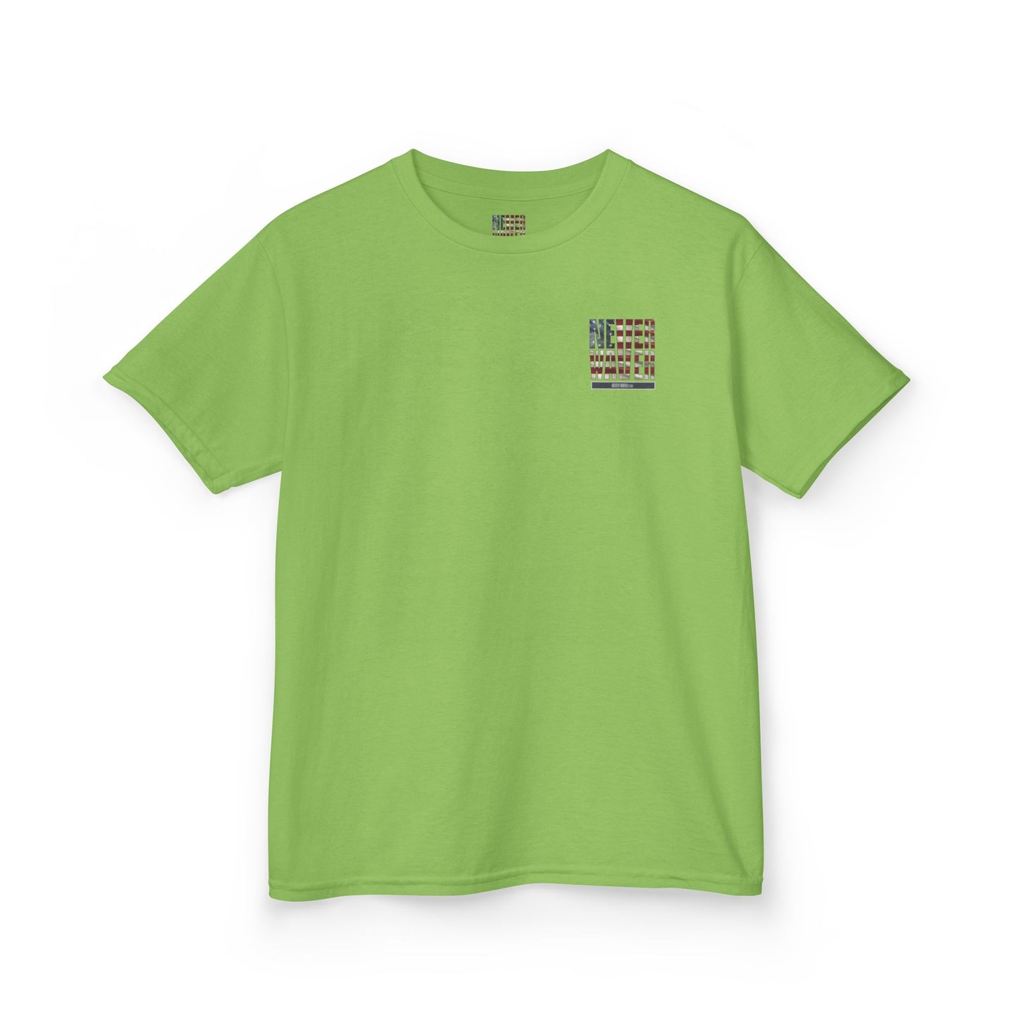 Patriotic Kids Heavy Cotton Tee - 'America Never Waver' USA Graphic Tee - Never Waver