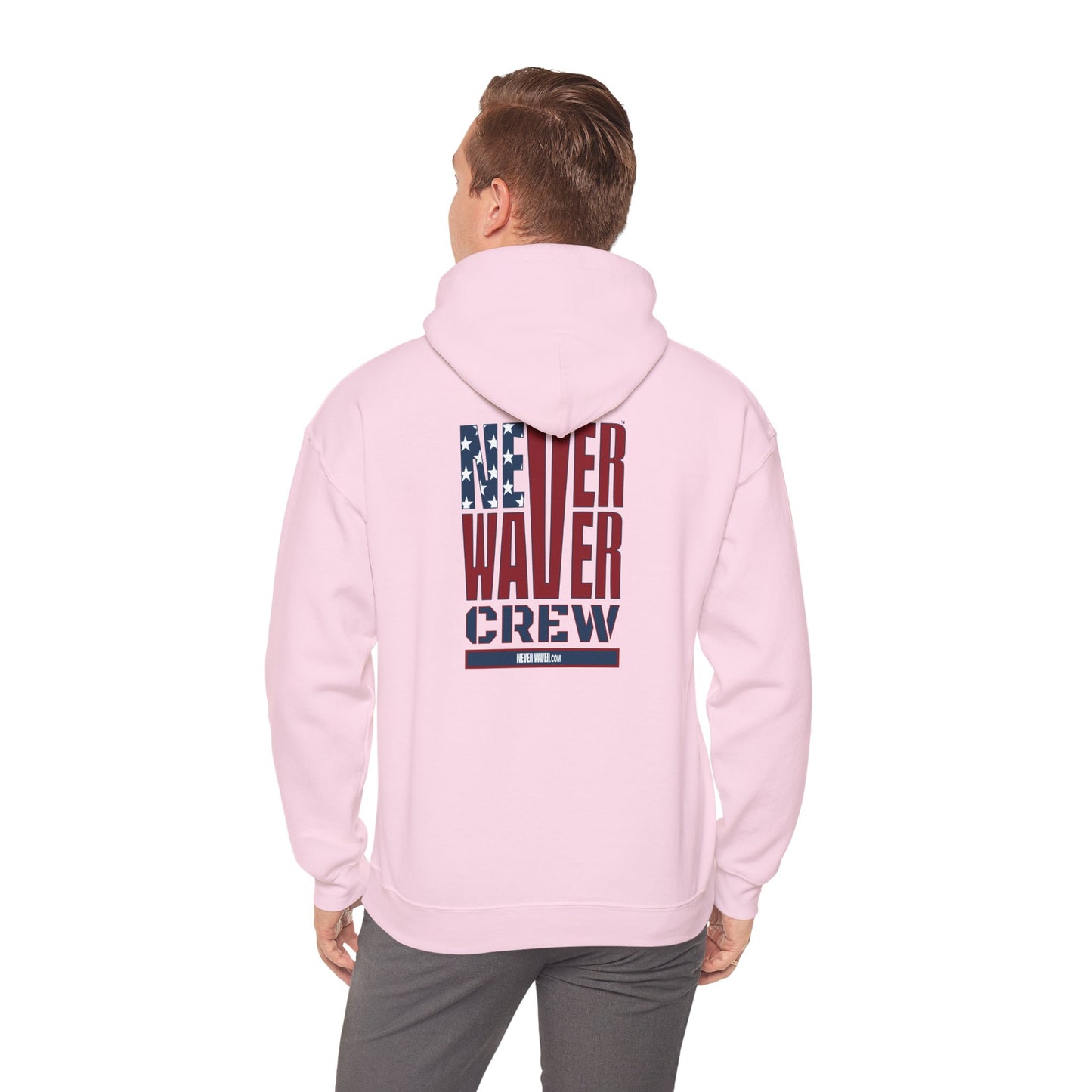 Unisex Heavy Blend™ Hooded Sweatshirt - Never Waver Crew with  American Flag Design - Never Waver