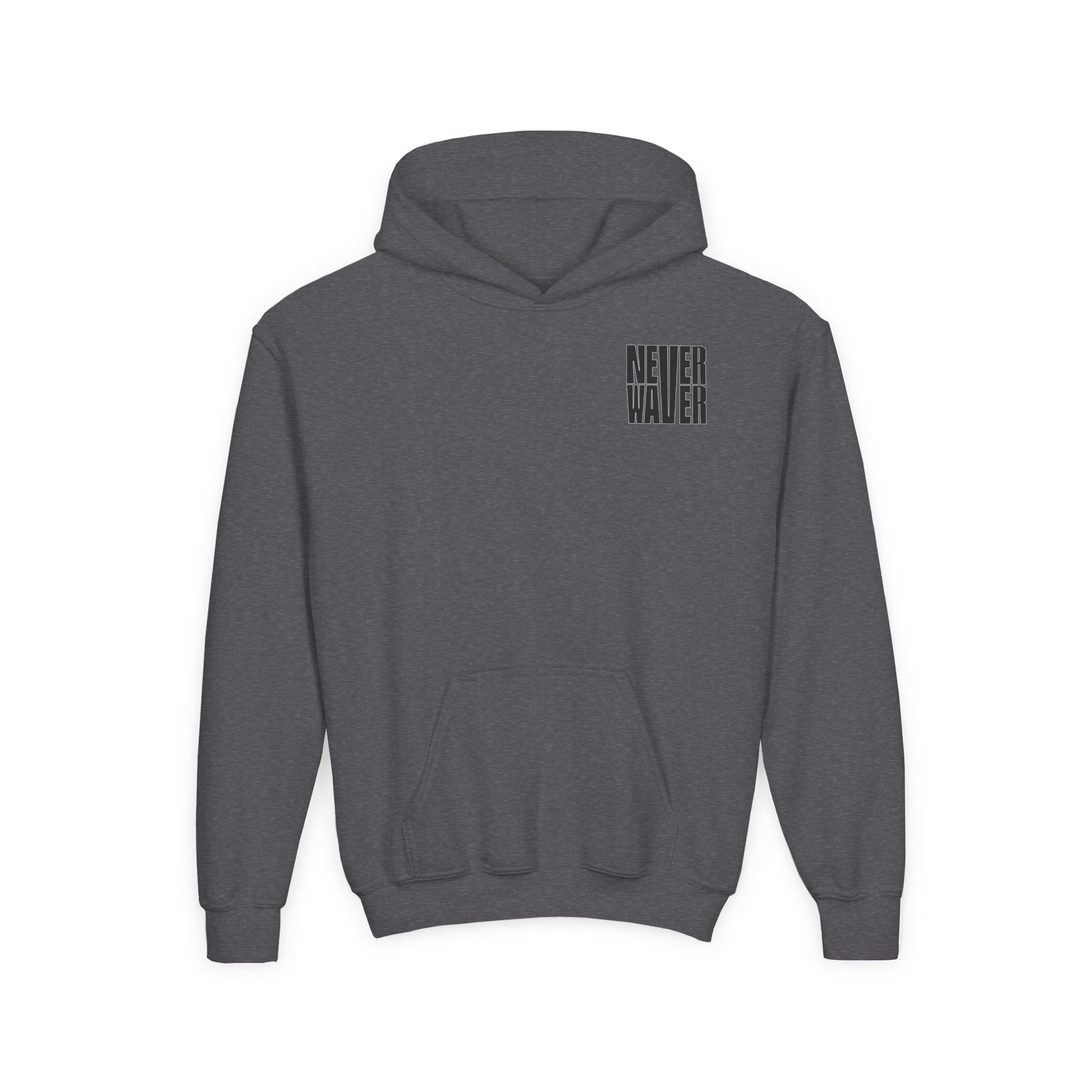 Hoodie - "Never Waver” Jesus a bold, eye-catching design that reflects a steadfast faith and confidence in Christ. " Sweatshirt for Young - Never Waver