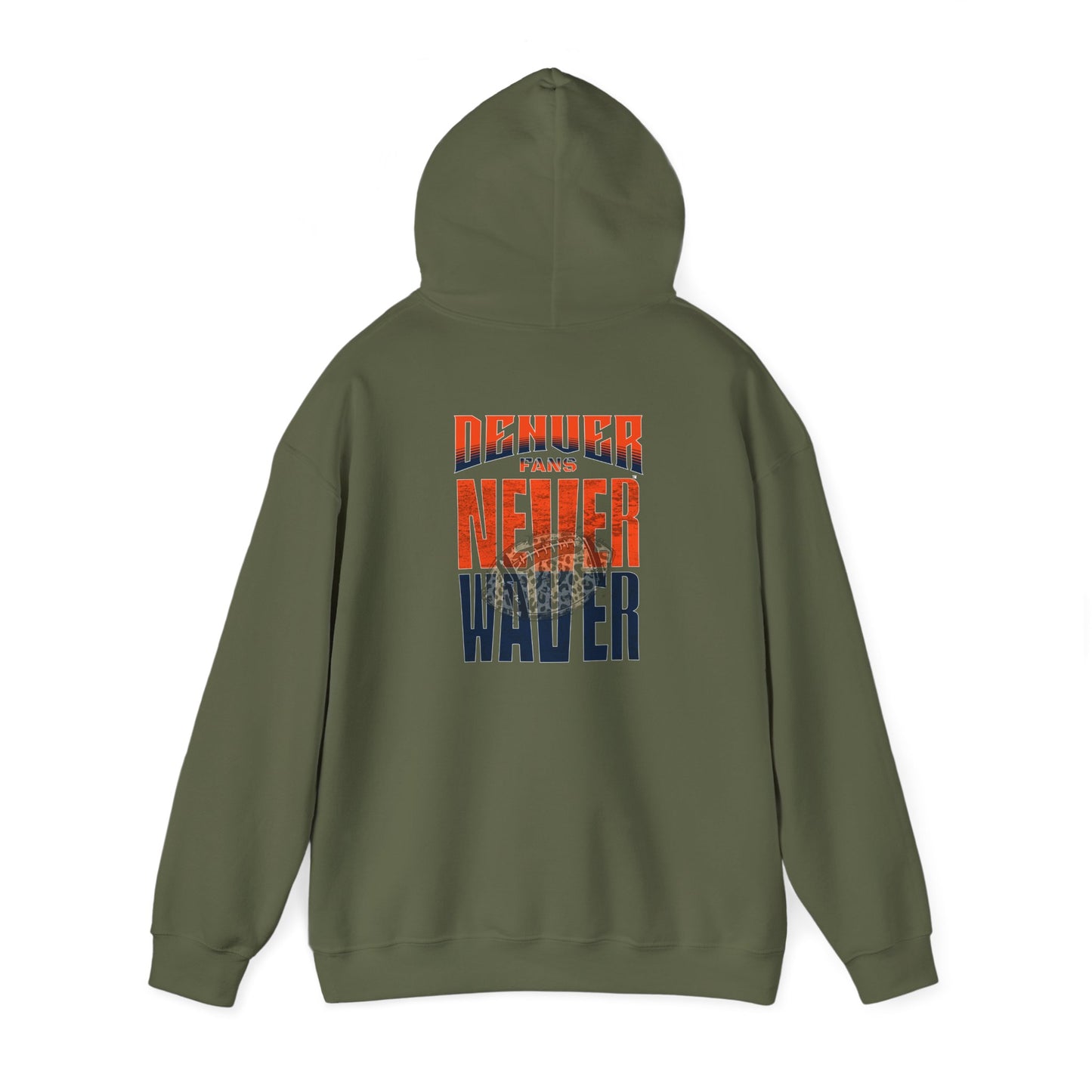 Unisex Heavy Blend™ Hooded Sweatshirt - Denver Fans Never Waver W Leopard Football Motivation - Never Waver