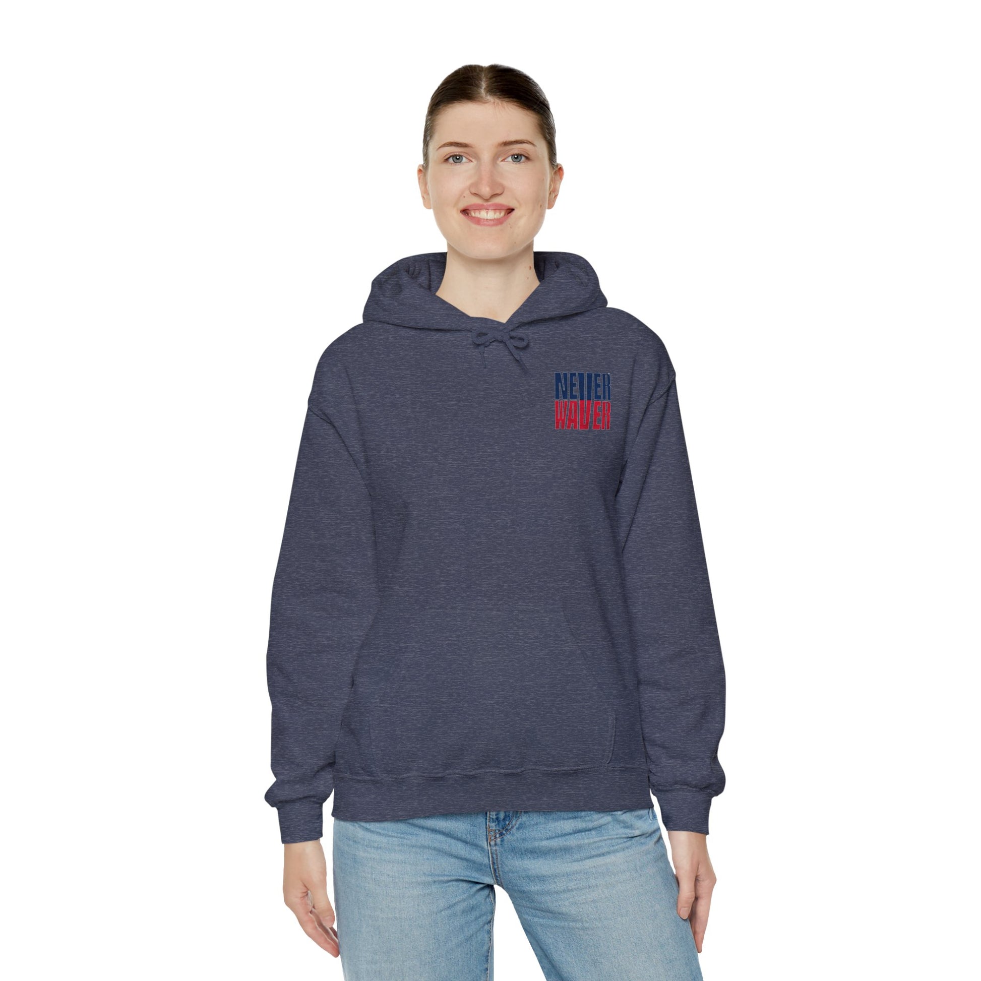 Unisex Heavy Blend™ Hooded Sweatshirt - New England Fans Never Waver w Leopard football - Never Waver