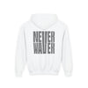 Hoodie - "Never Waver” Jesus a bold, eye-catching design that reflects a steadfast faith and confidence in Christ. " Sweatshirt for Young - Never Waver