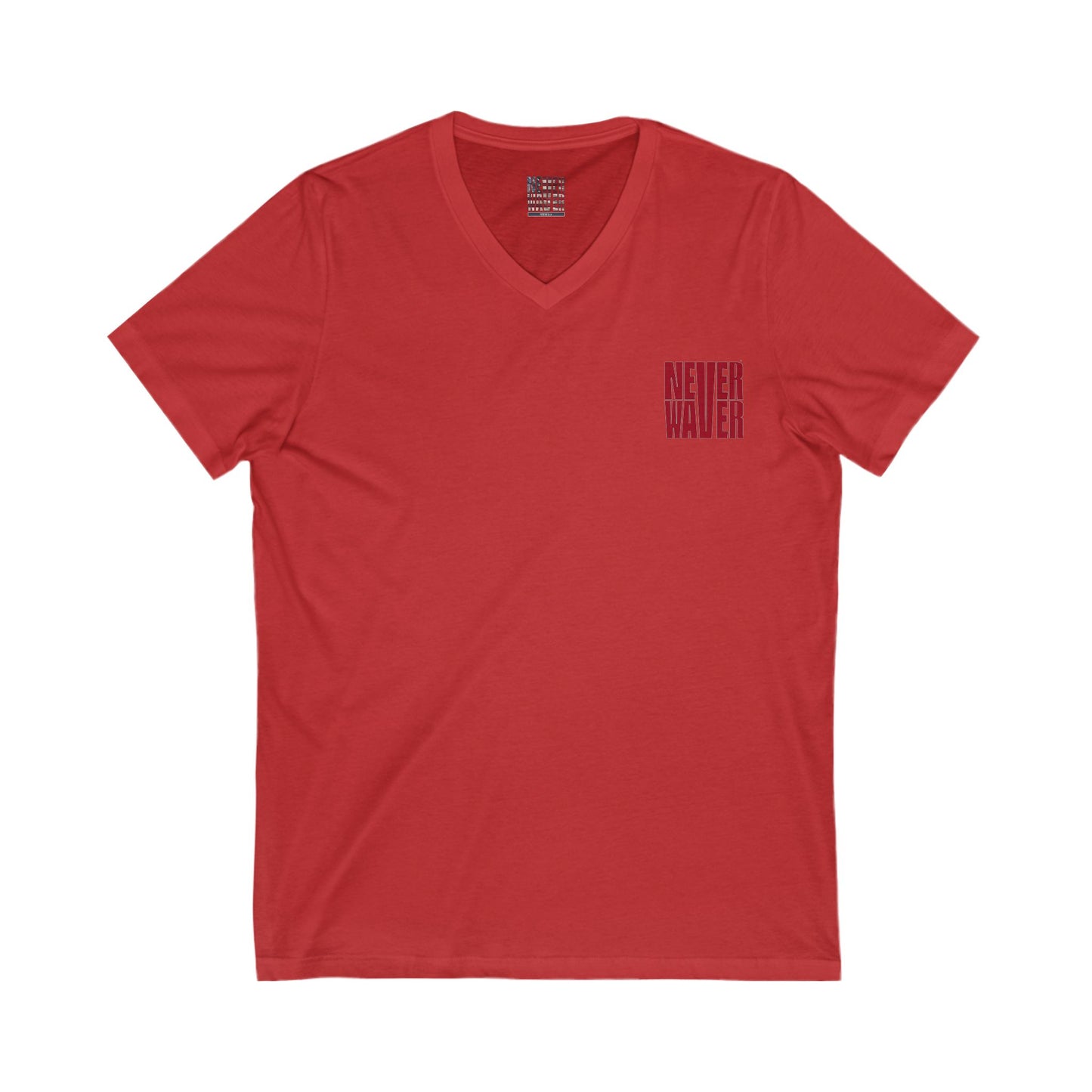 Never Waver Just A Mom Trying Not to Raise A&&holes V-Neck Tee for Moms - Patriotic Short Sleeve Shirt - Never Waver