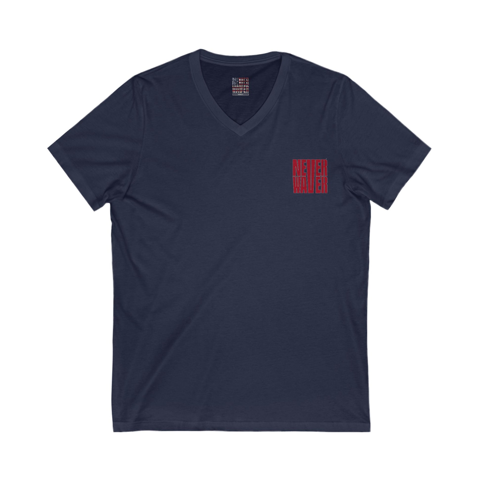 Never Waver Just A Mom Trying Not to Raise A&&holes V-Neck Tee for Moms - Patriotic Short Sleeve Shirt - Never Waver