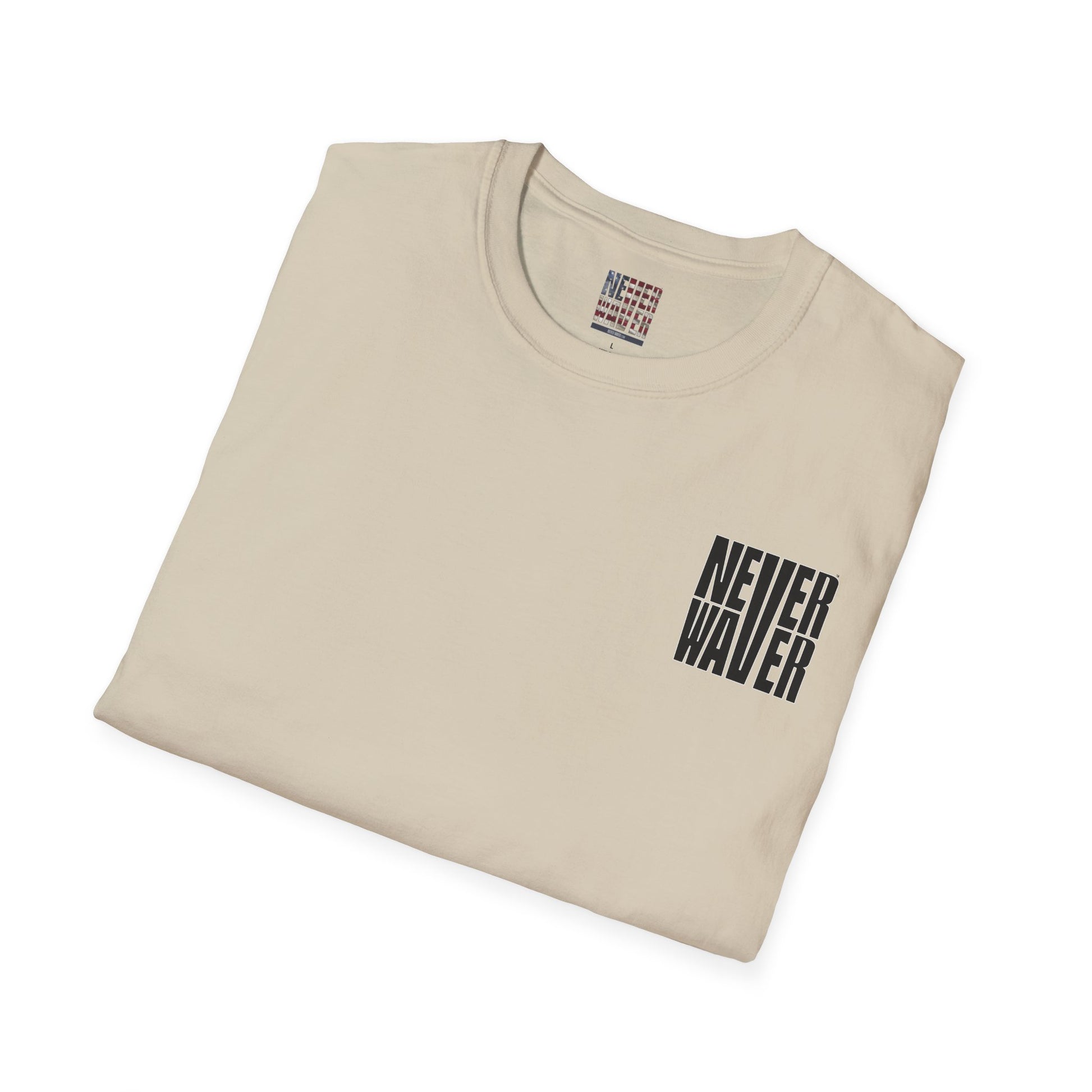 Never Waver” Jesus a bold, eye-catching design that reflects a steadfast faith and confidence in Christ. Unisex Soft style T-Shirt - Never Waver