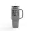 Insulated Travel Mug - "Never Wave Jesus  feature a bold, eye-catching design that reflects a steadfast faith and confidence in Christ. " - 40oz Sporty Drinkware - Never Waver
