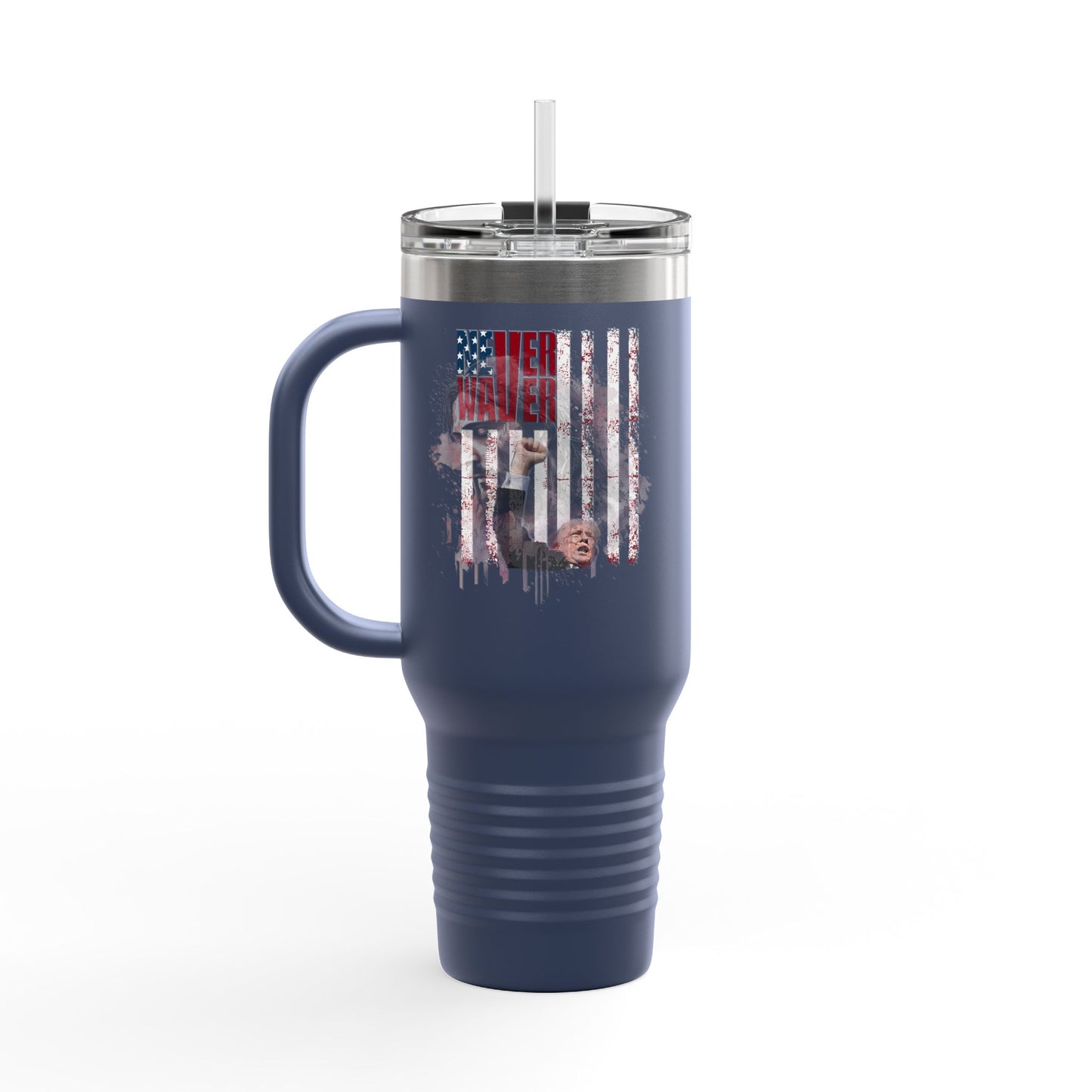 Never Waver Trump Fist Pump w Jesus Protection Insulated Travel Mug, 40oz - Never Waver