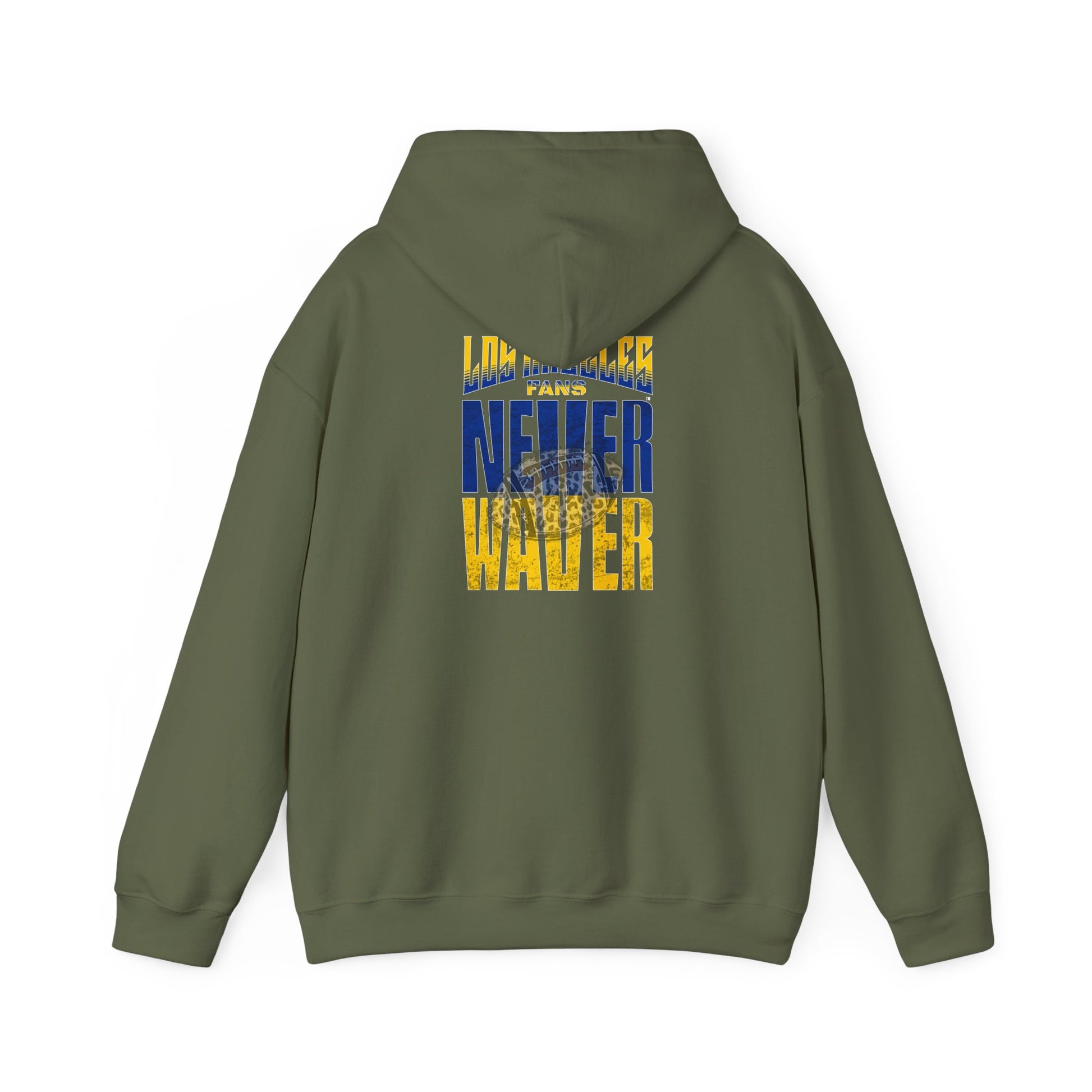 Unisex Heavy Blend™ Hooded Sweatshirt - Los Angeles Fans  NEVER WAVER w Leopard Football | Cozy Streetwear for Every Day - Never Waver
