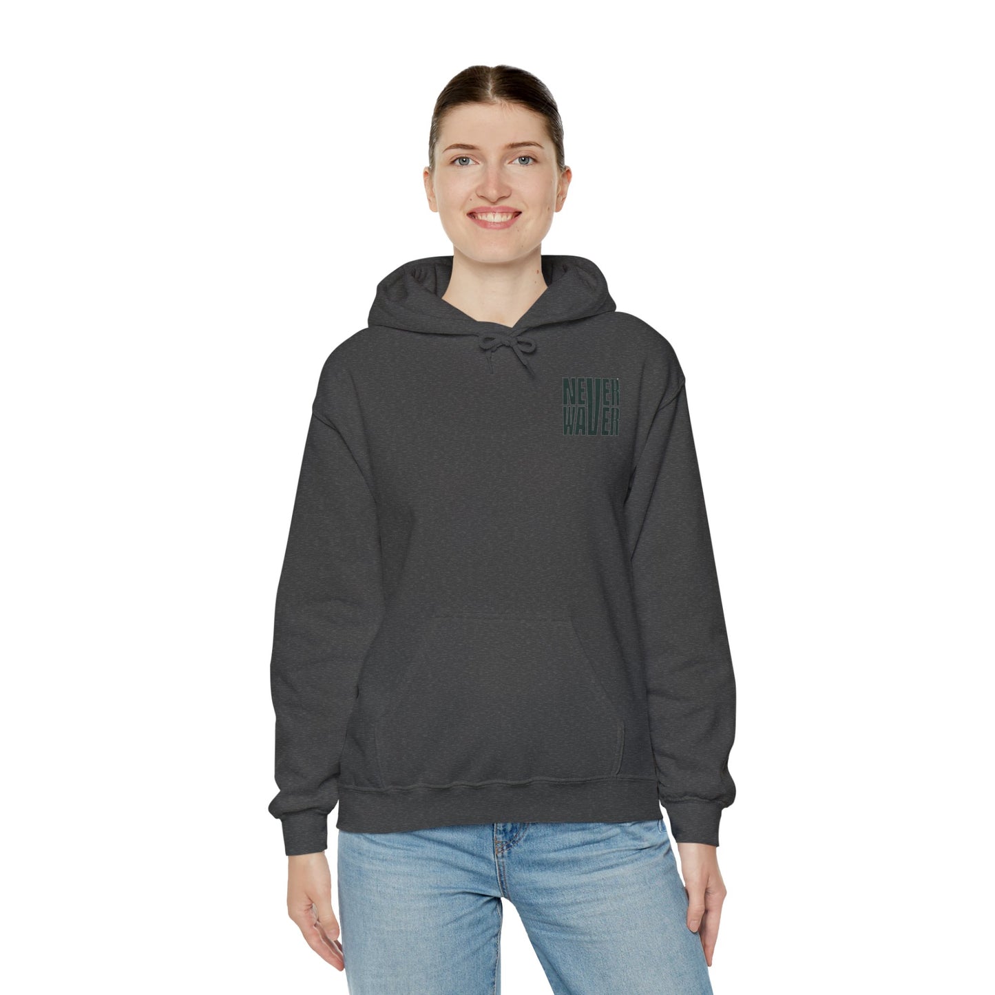 New York Fans Never Waver W Leopard Football Unisex Heavy Blend™ Hooded Sweatshirt - Never Waver