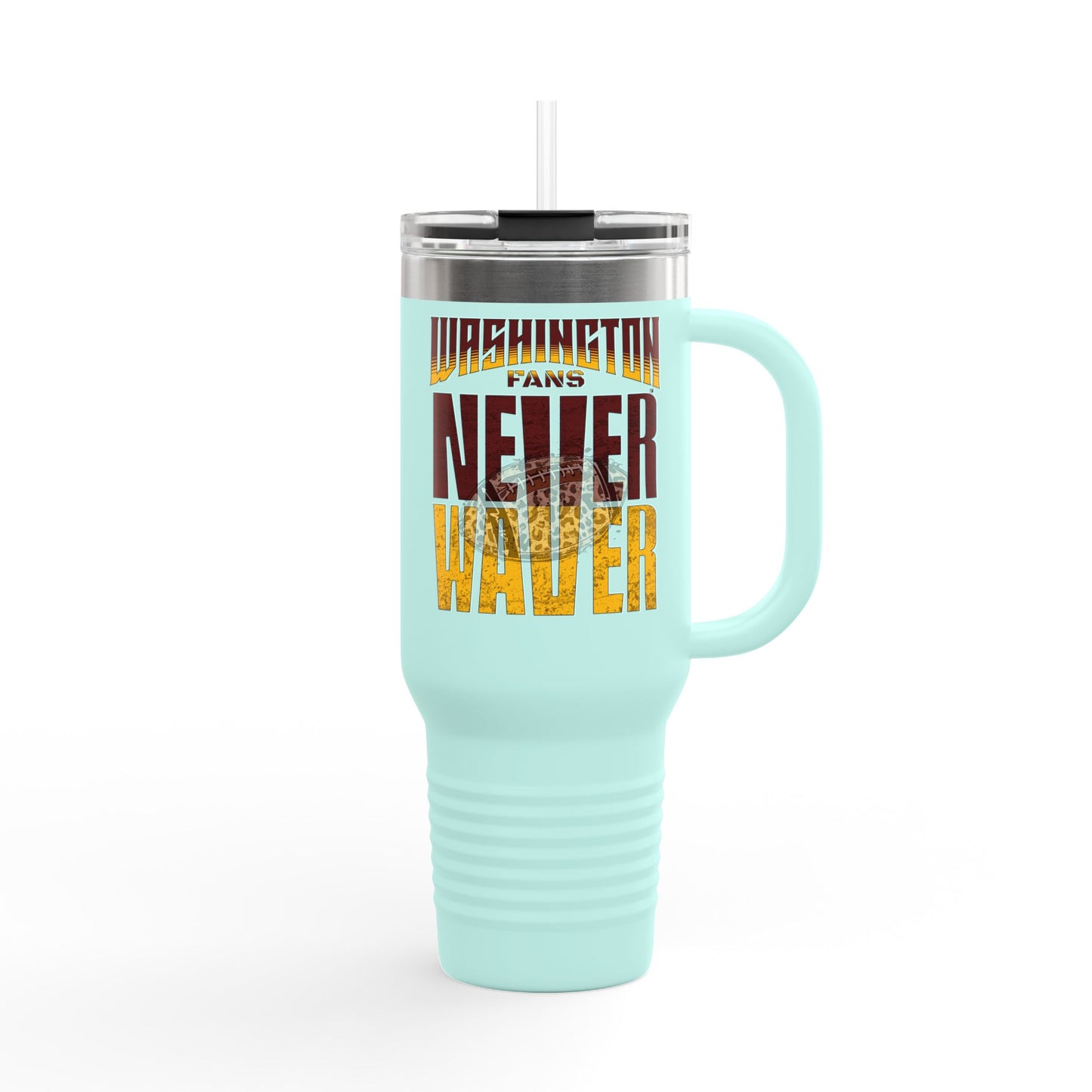 Washington Fans Never Waver W-Leopard Football Insulated Travel Mug, 40oz - Never Waver