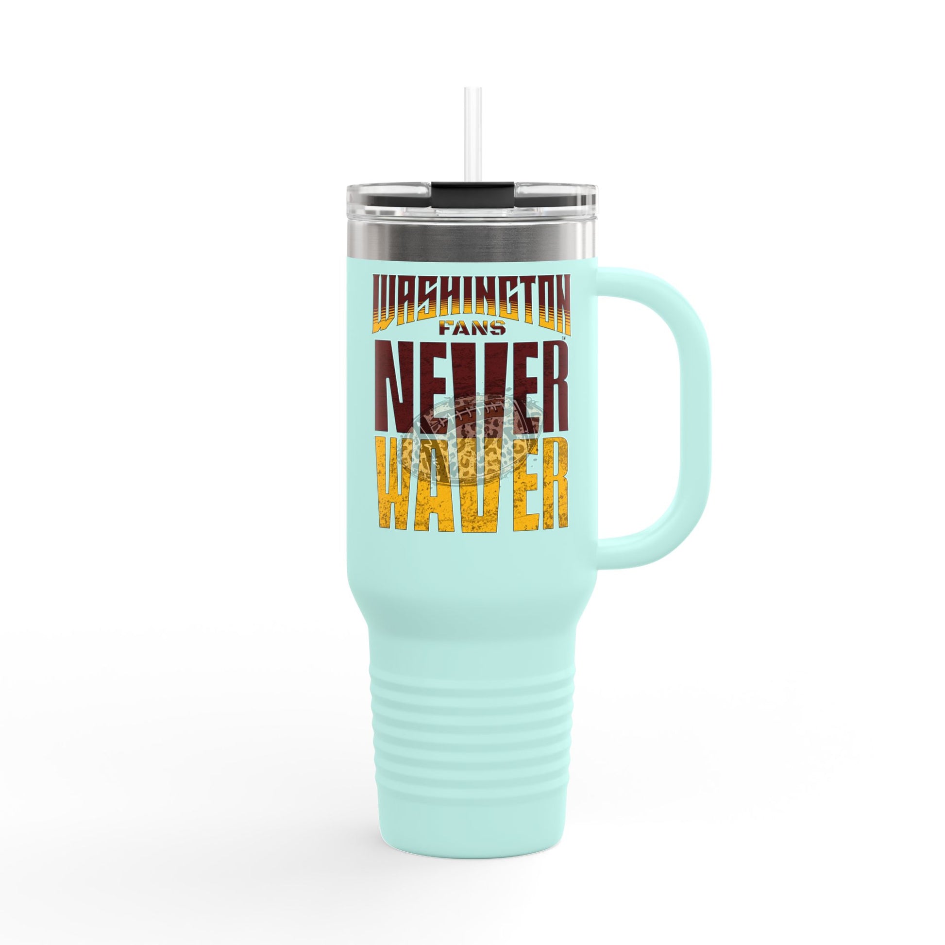 Washington Fans Never Waver W-Leopard Football Insulated Travel Mug, 40oz - Never Waver