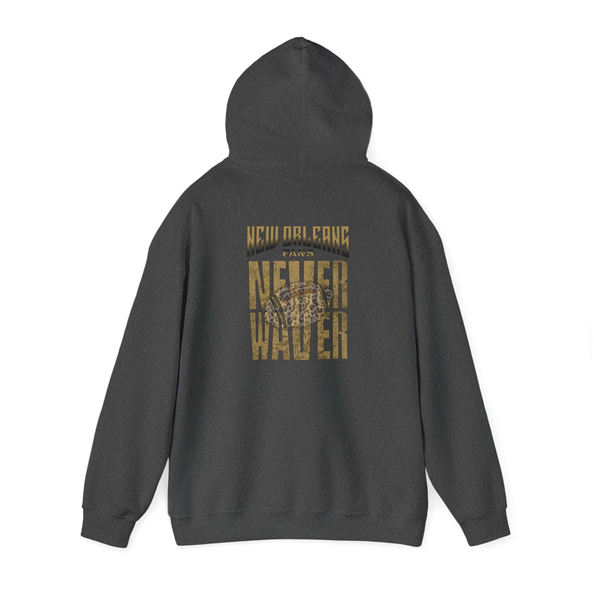 New Orleans Fans Never Waver W Leopard Football Hoodie - Unisex Heavy Blend™ Sweatshirt for Fans - Never Waver