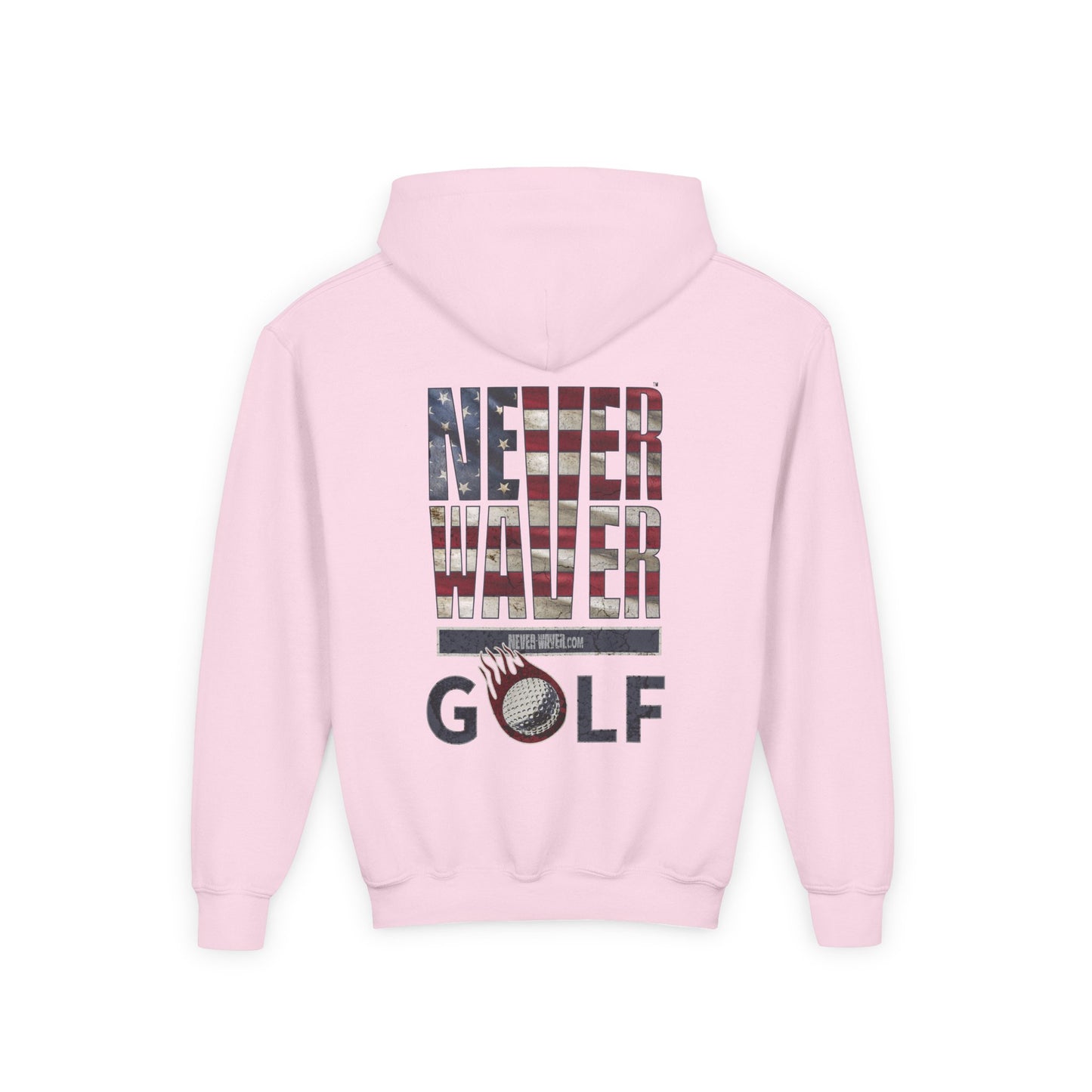 Youth Golf Hoodie - "Never Waver Golf" Sweatshirt for Young Golfers - Never Waver