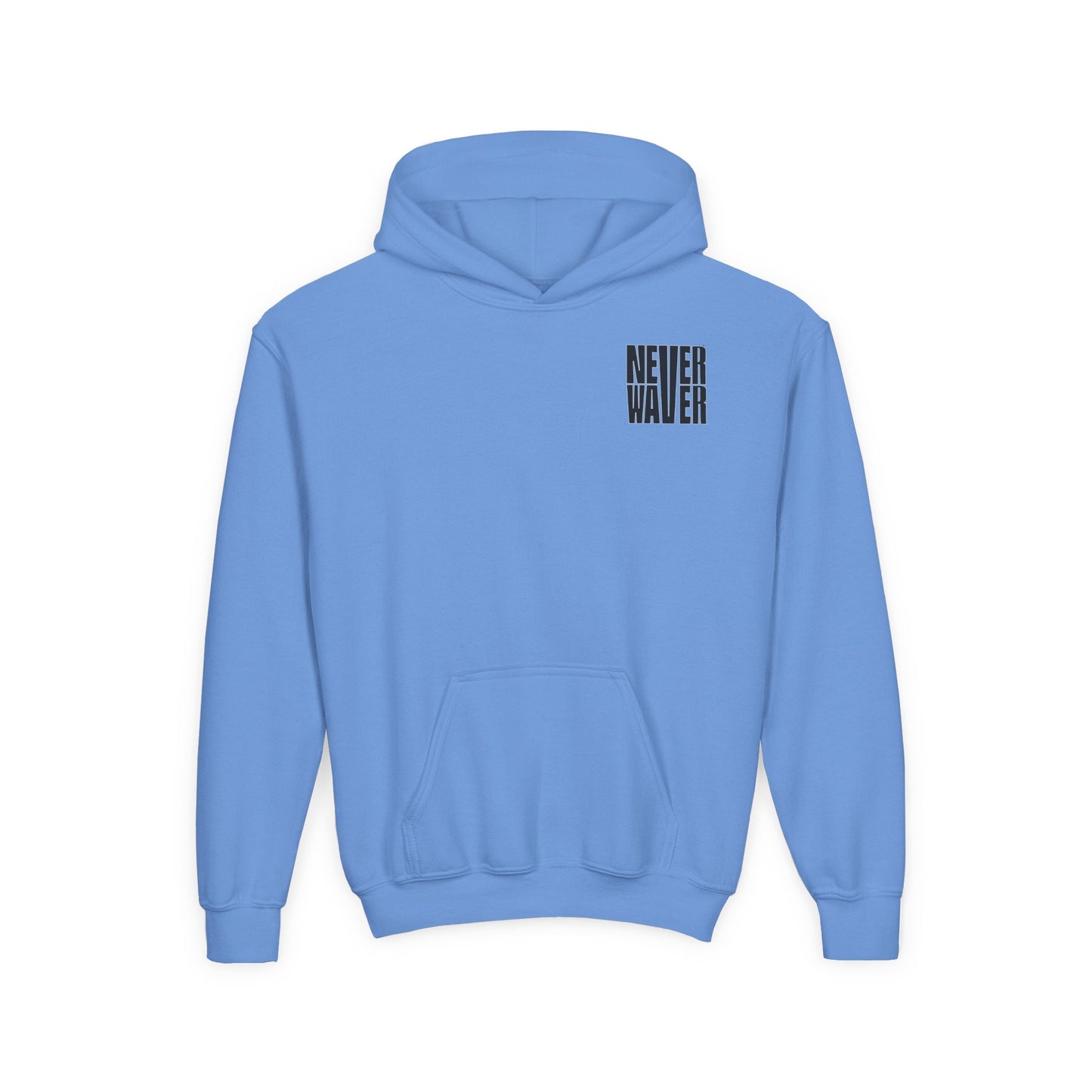 Hoodie - "Never Waver” Jesus a bold, eye-catching design that reflects a steadfast faith and confidence in Christ. " Sweatshirt for Young - Never Waver