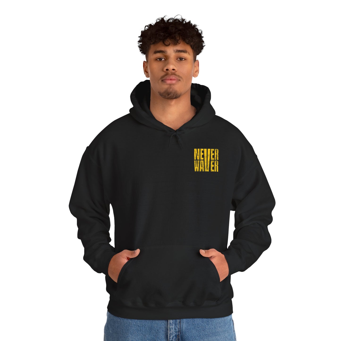 Los Angeles Fans Never Waver w Leopard Football Unisex Heavy Blend™ Hooded Sweatshirt - Cozy, Motivational Apparel for Everyday Wear