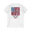 Never Waver Like This Mom V-Neck Tee for Moms - Patriotic Short Sleeve Shirt - Never Waver
