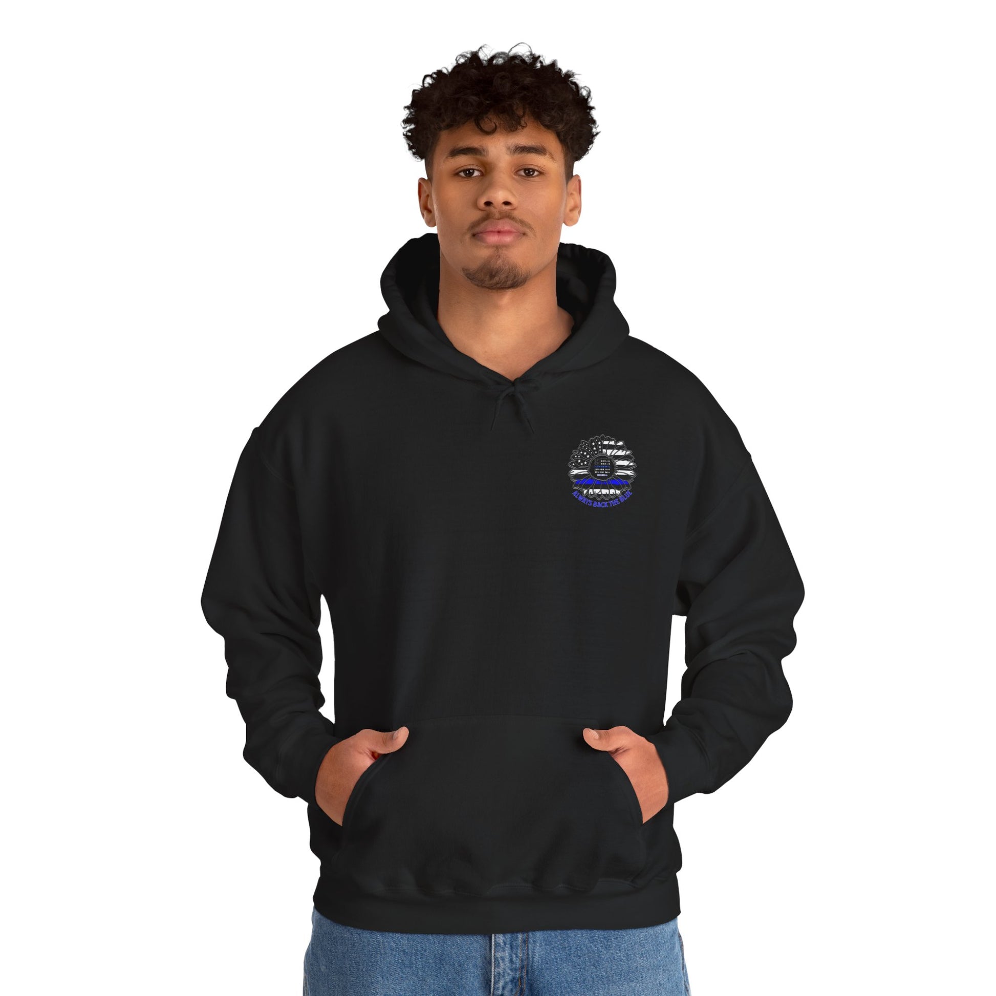 Never Waver Always Back the Blue Hooded Sweatshirt - Unisex Heavy Blend™ - Never Waver